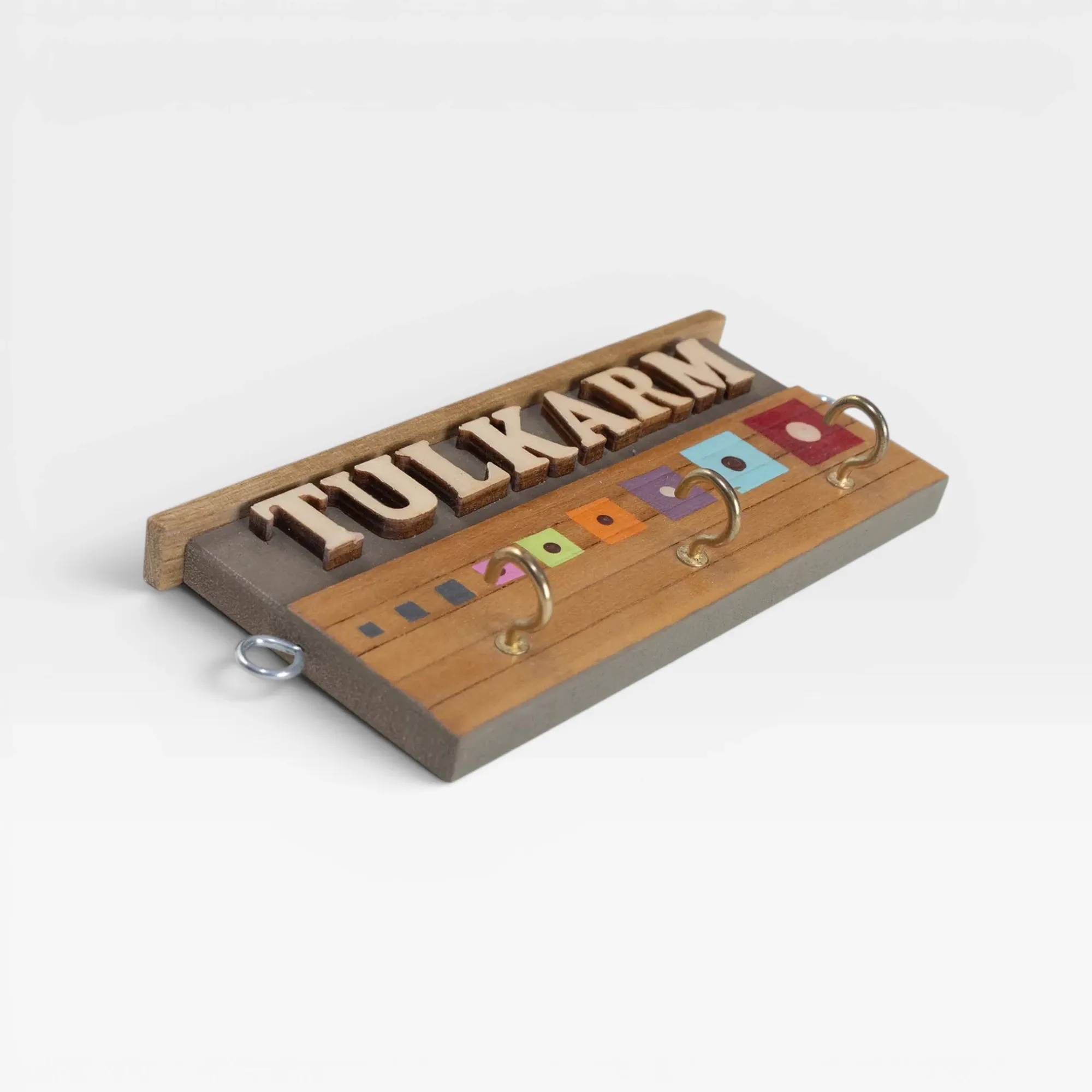 Personalized Wooden City Name Wall Key Holder - Tulkarm Design