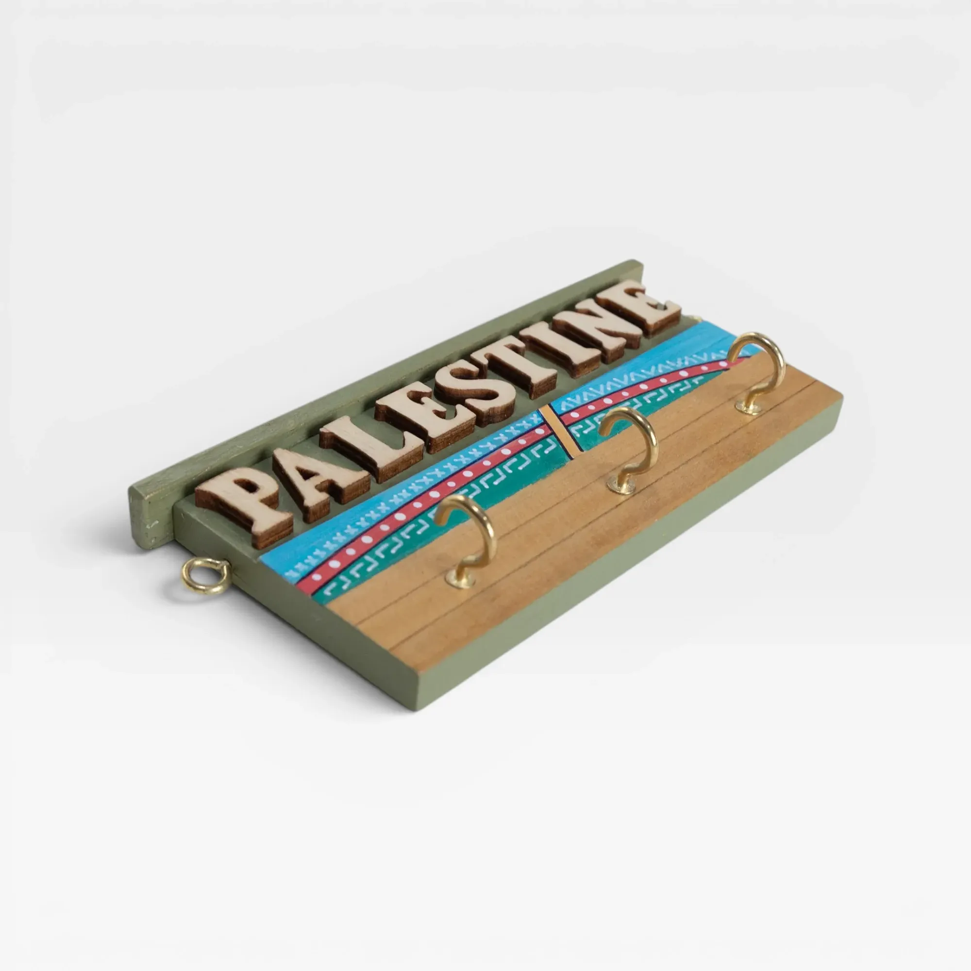 Personalized Wooden City Name Wall Key Holder - Palestine Design