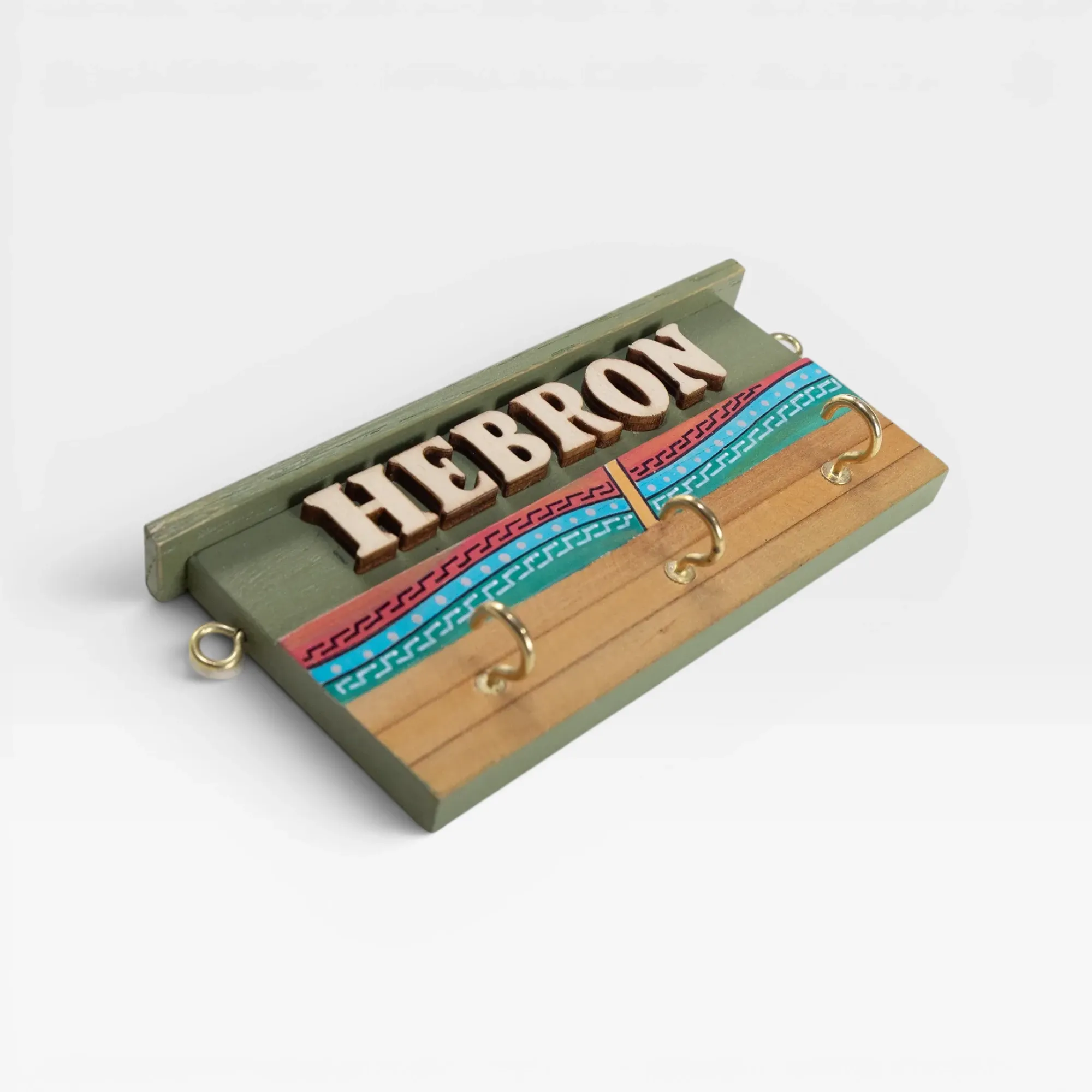 Personalized Wooden City Name Wall Key Holder - Hebron Design
