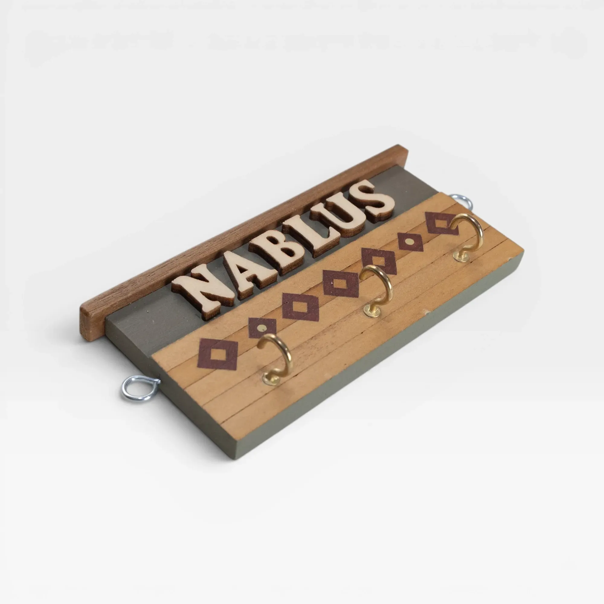 Personalized Wooden City Name Wall Key Holder - Nablus Design