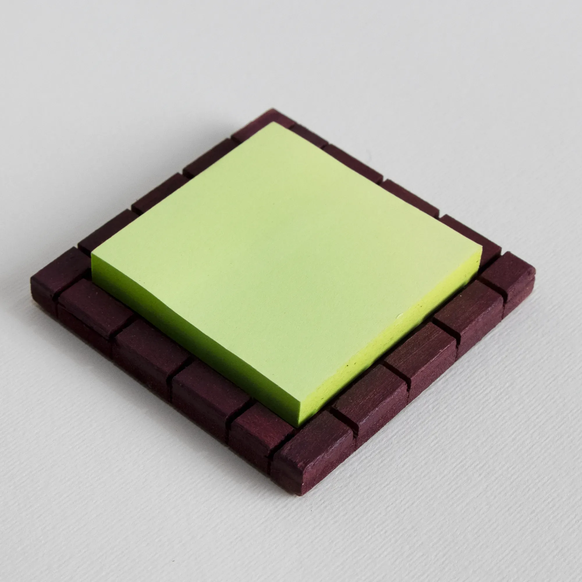 Square Frame Magnetic Notepad with Deep Plum Border - 7 x 7 cm