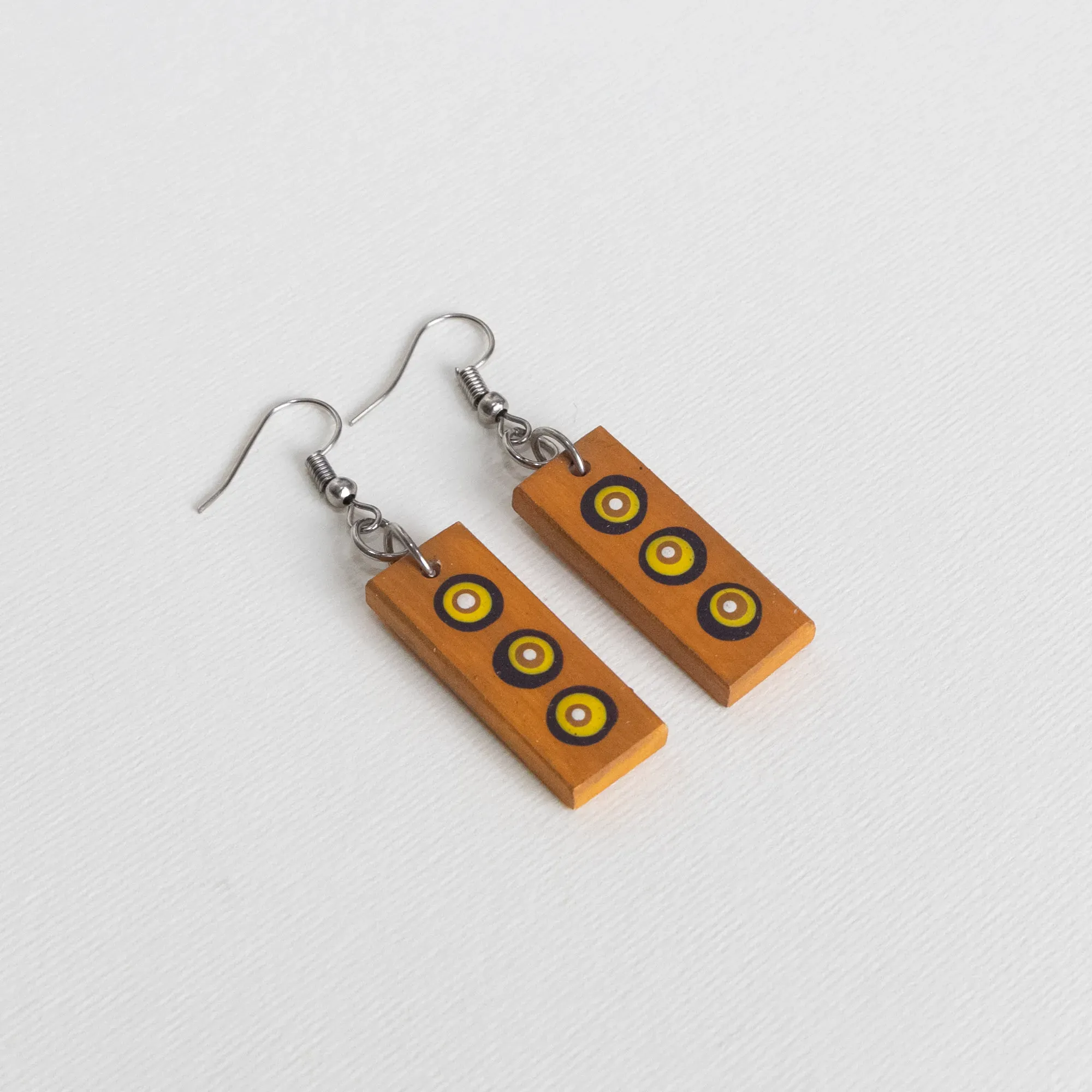 Handmade Lightweight Mustard Olive Circle Motif Earrings