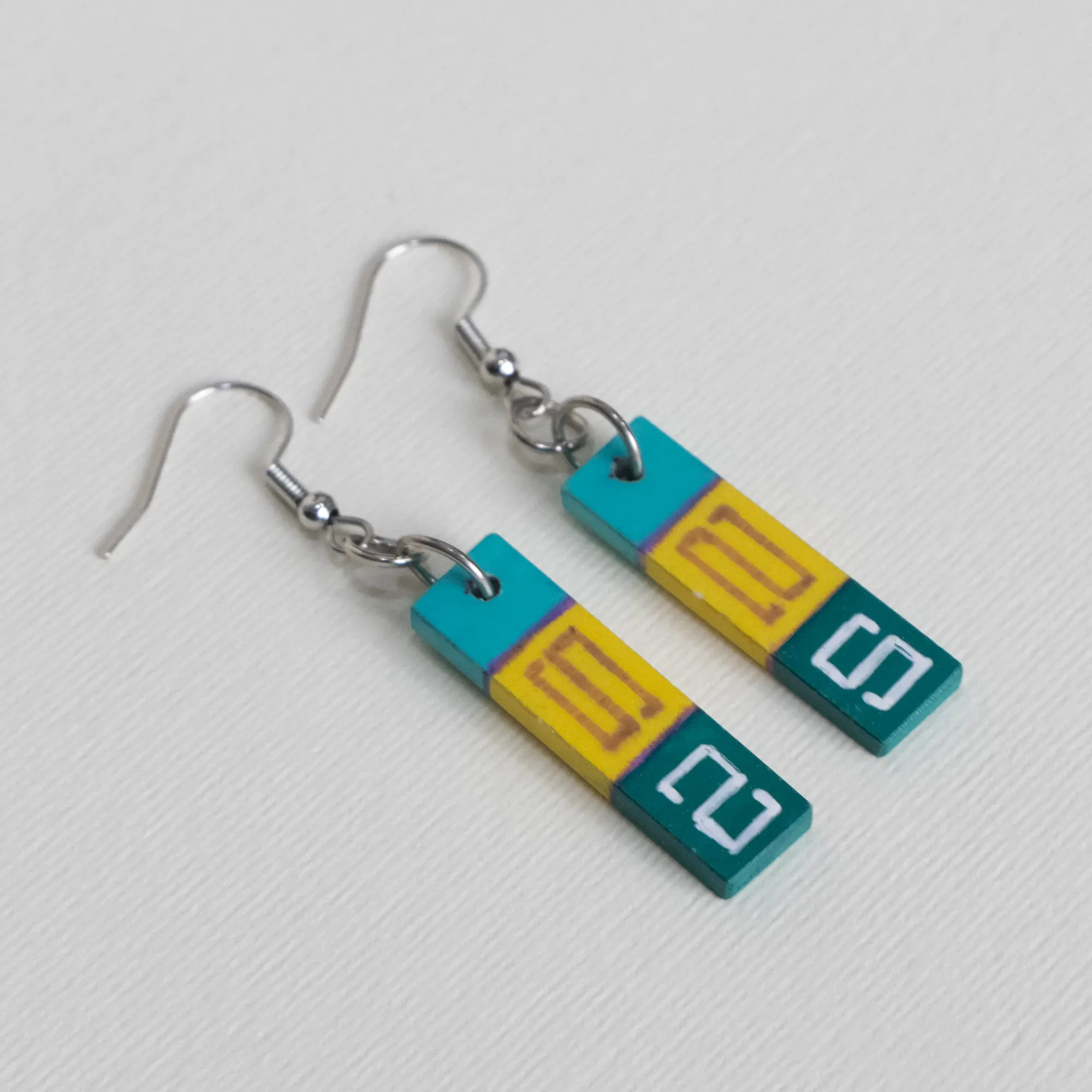 Handmade Lightweight Turquoise Spiral Square Earrings