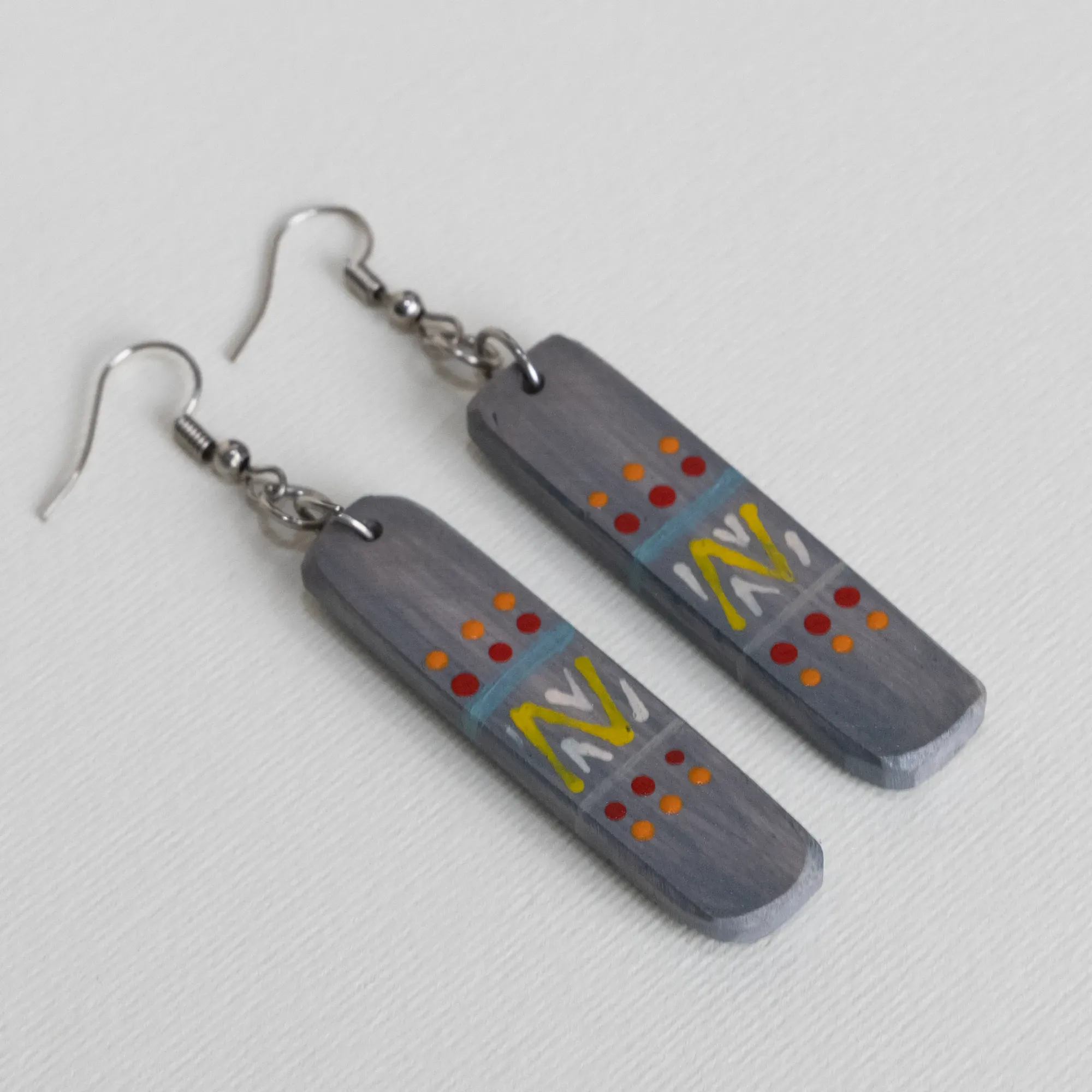 Handmade Lightweight Charcoal Yellow Zigzag Earrings