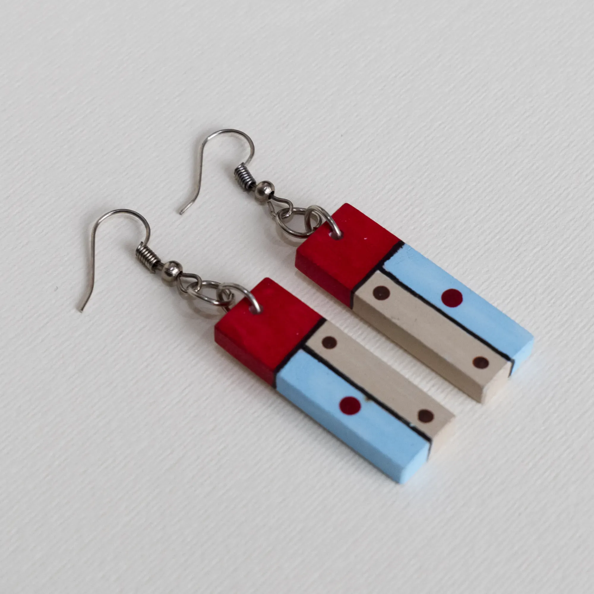 Handmade Lightweight Red Blue Minimal Dot Earrings