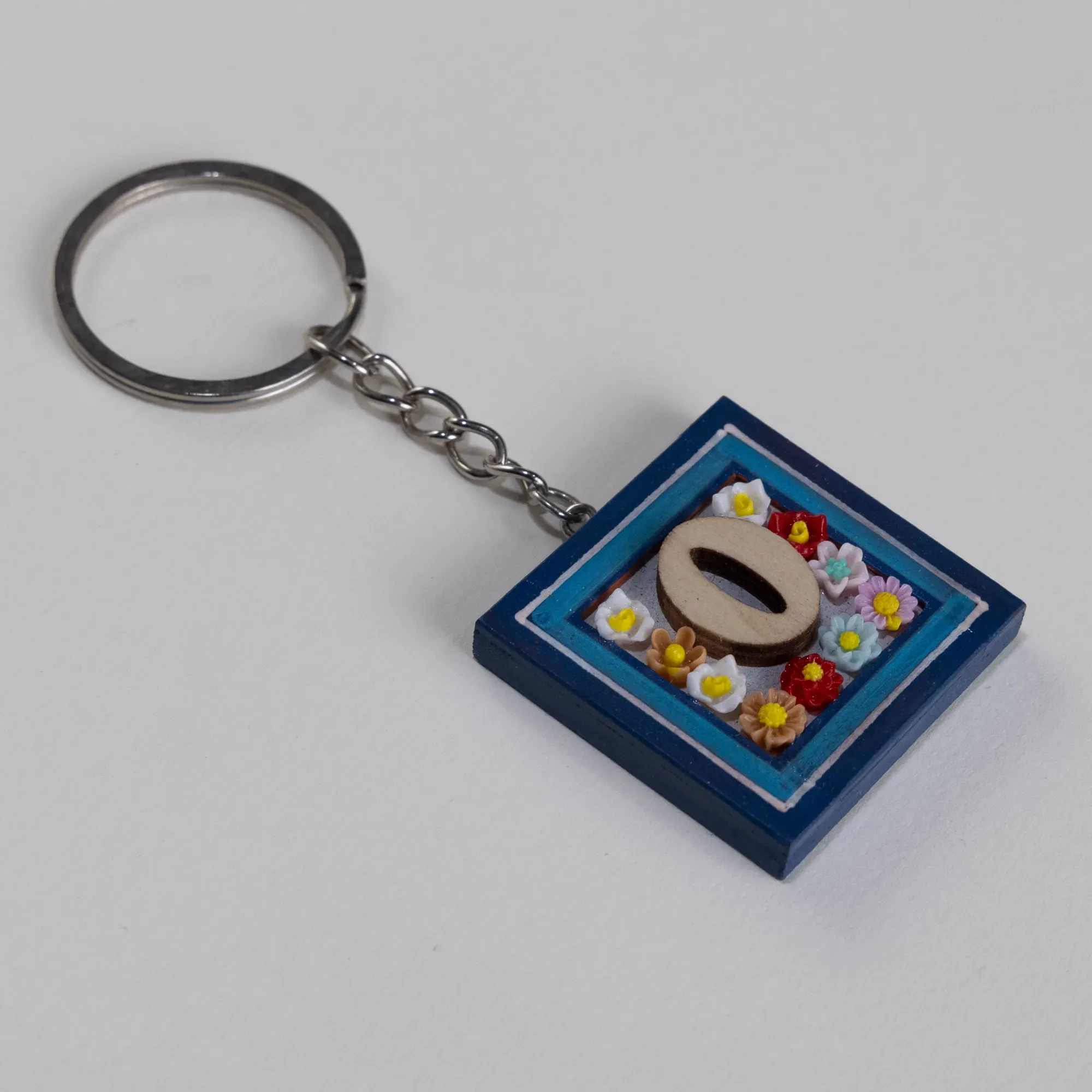 Handmade Wooden Initial O Keychain and Bag Charm - 4 x 4 cm