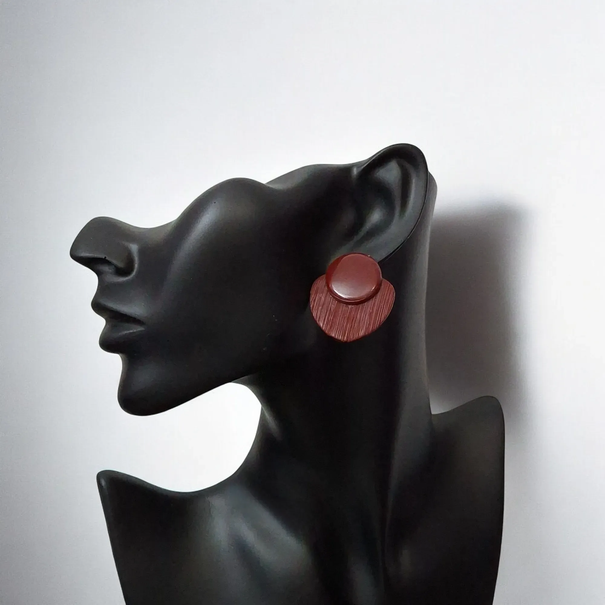 Handmade Burgundy Smooth Polymer Clay Drop Earrings
