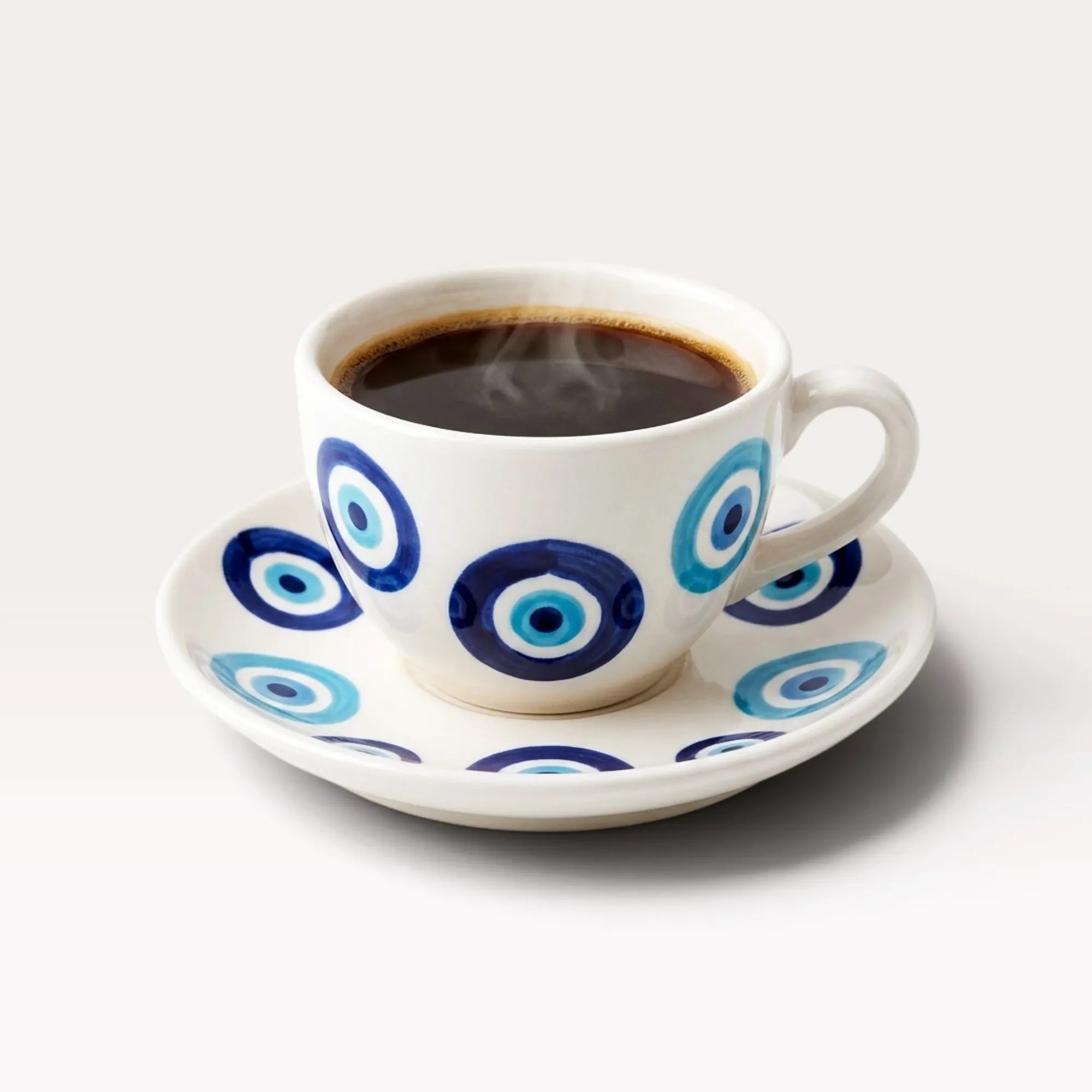Sky and Sea Handmade Ceramic Coffee Cup with Saucer