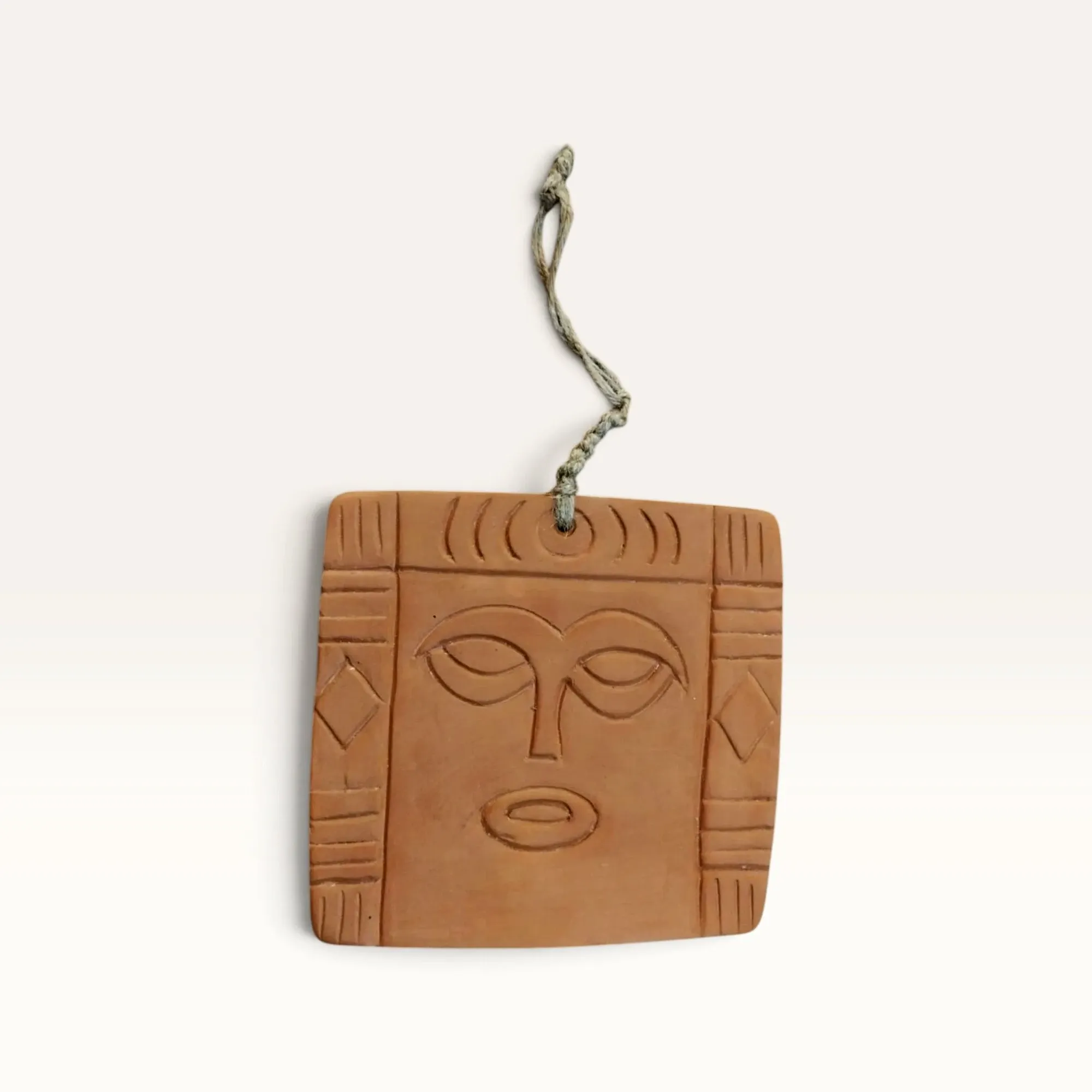 Handmade Pinkish Red Pottery Hanging with Petra Heritage Design