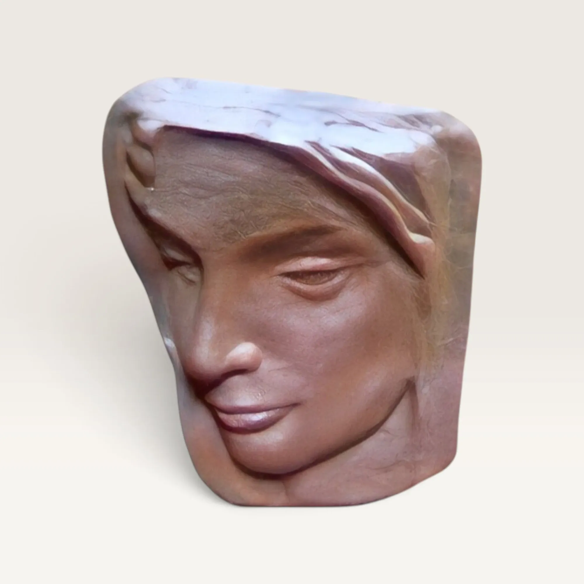 Handmade Aged Ceramic Sculpture with Artistic Woman Form