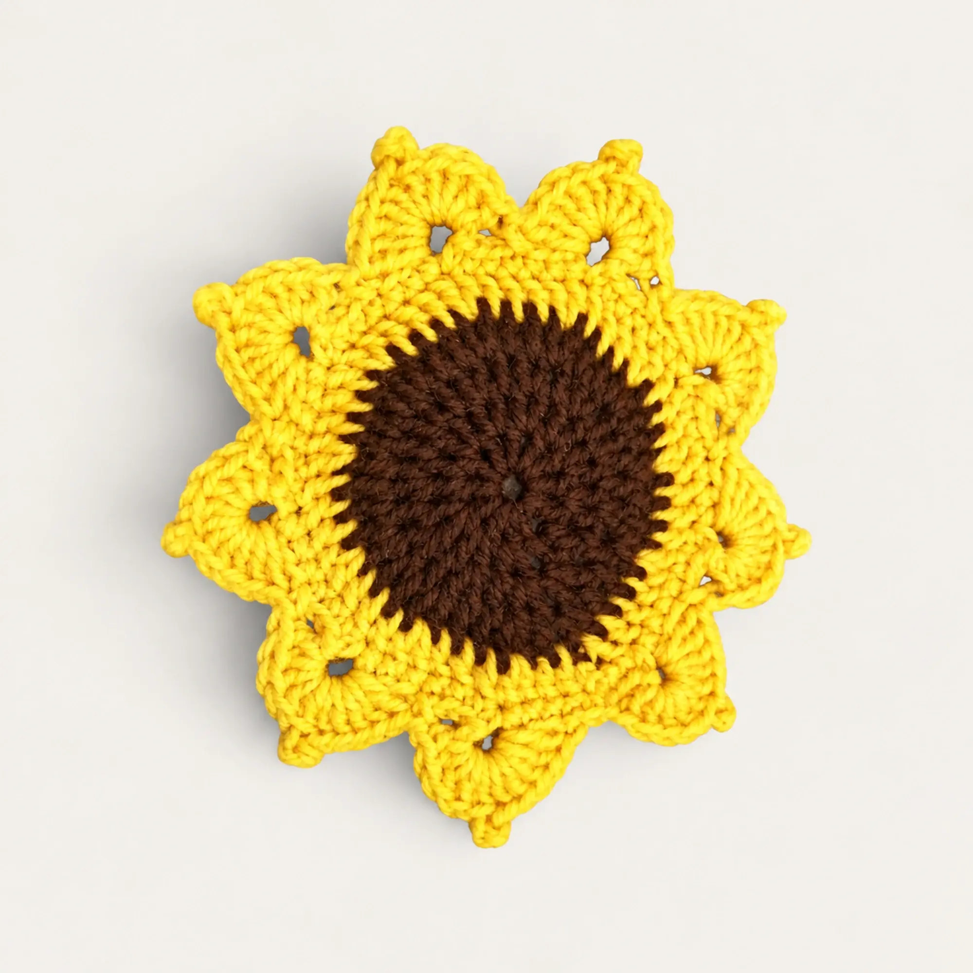 Handmade Crochet Sunflower Cup Coaster in Warm Colors