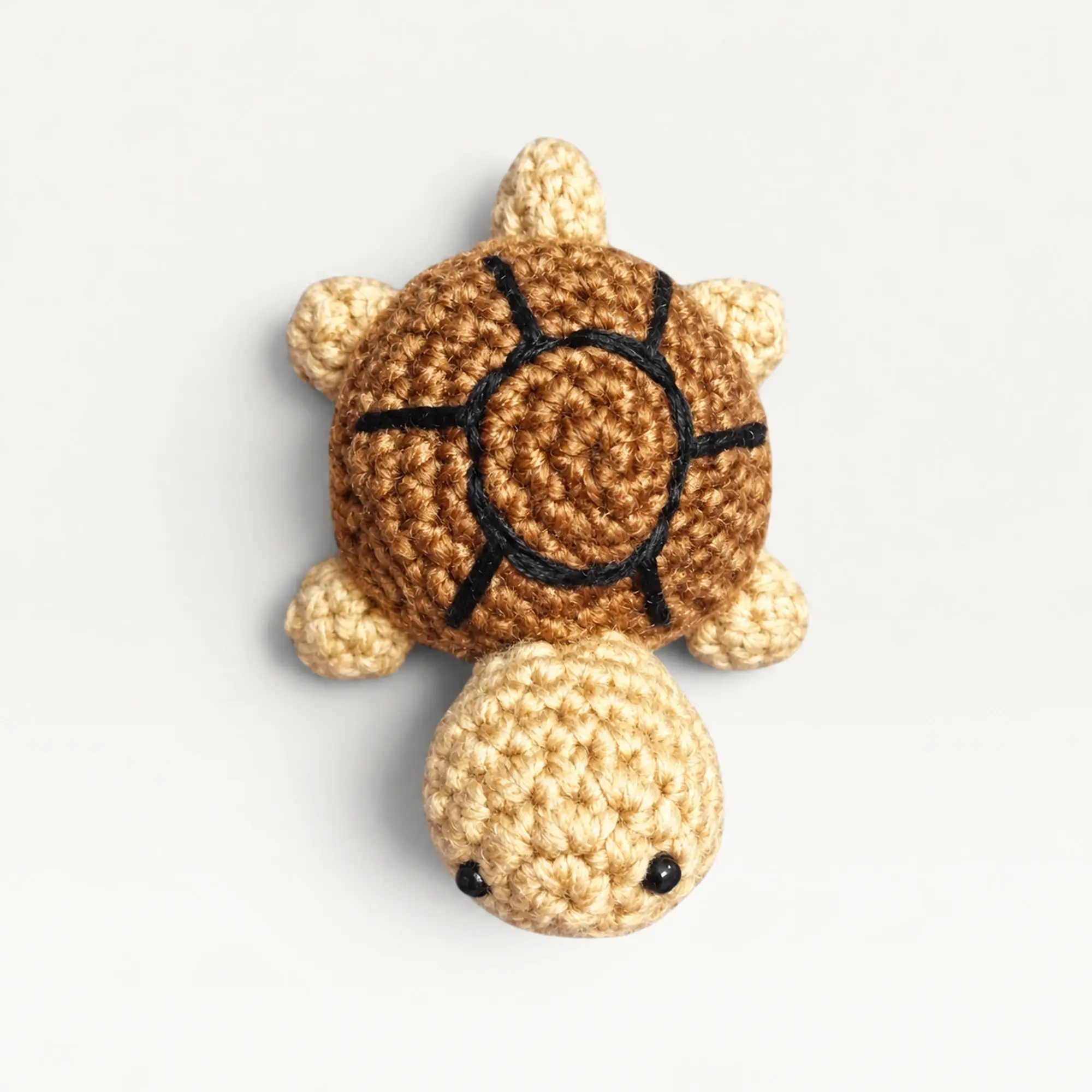 Handmade Crochet Turtle Keychain in Natural Brown Tones