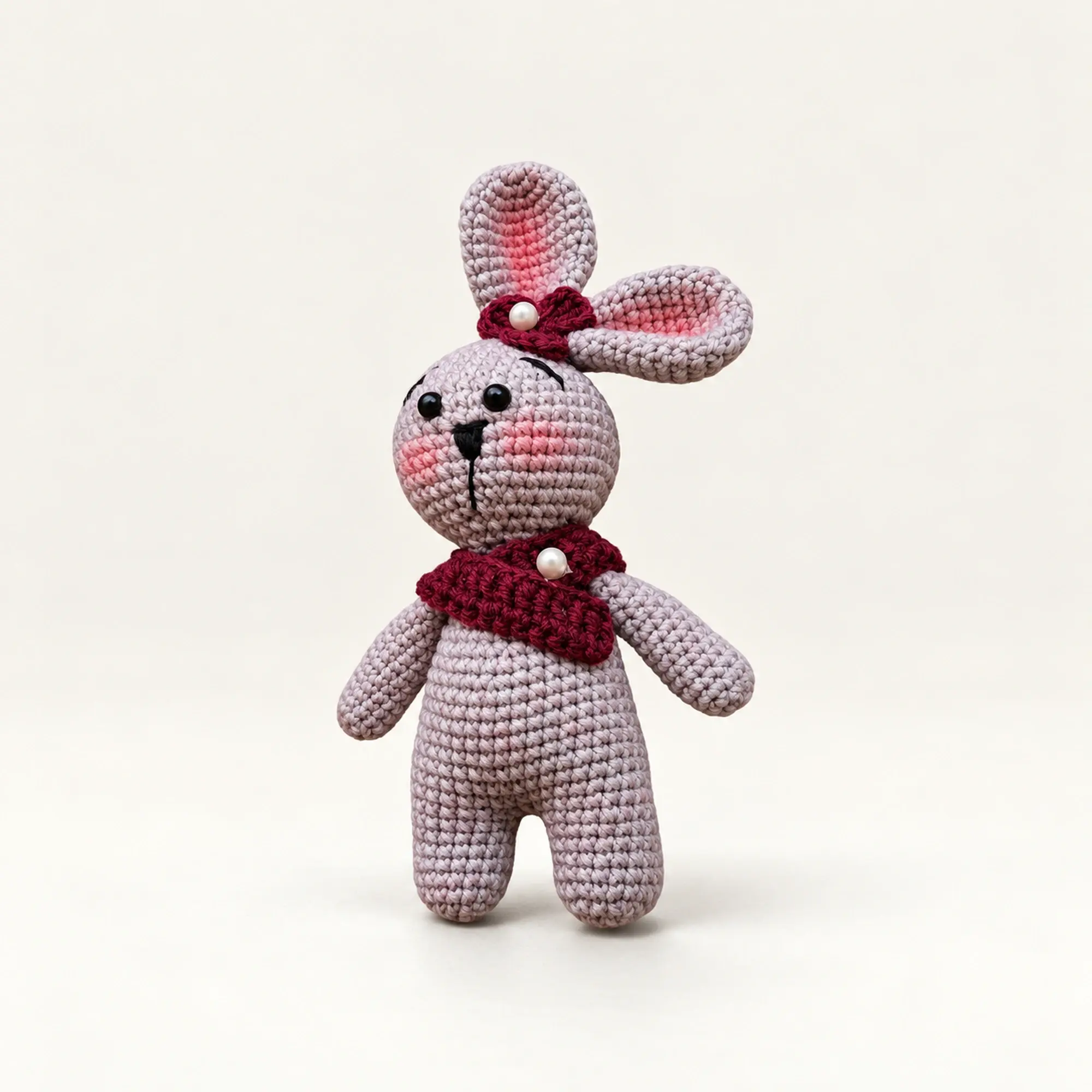 Handmade Crochet Bunny Doll in Cotton Blend - Approx. 20 cm