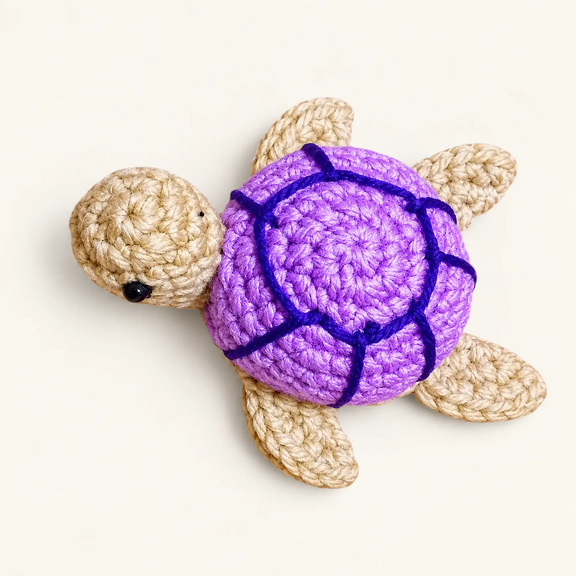 Handmade Crochet Purple Turtle Keychain in Cotton Yarn