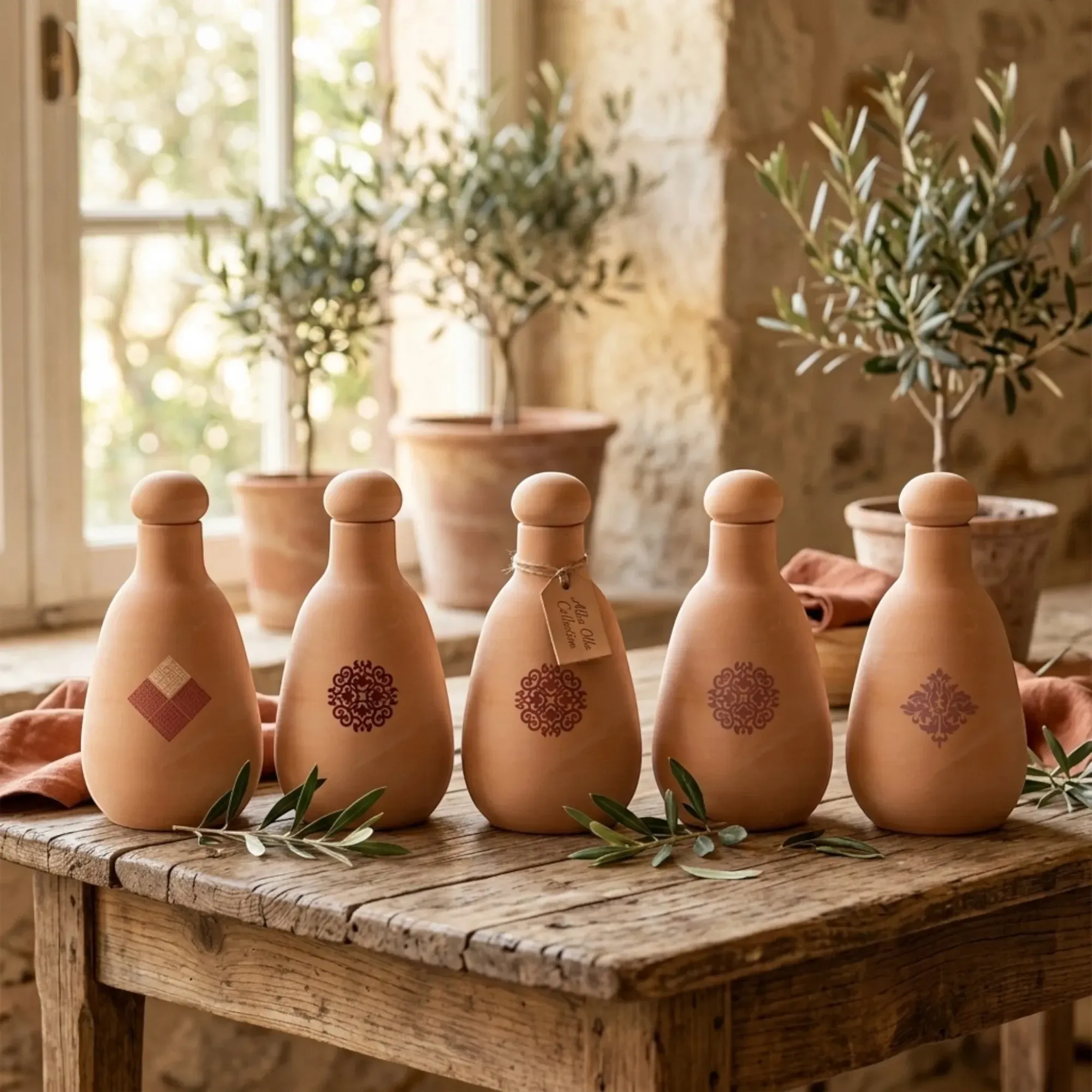 Alkaline Maroon Olla Clay Bottle Handmade 800ml (Calligraphy or Pattern)