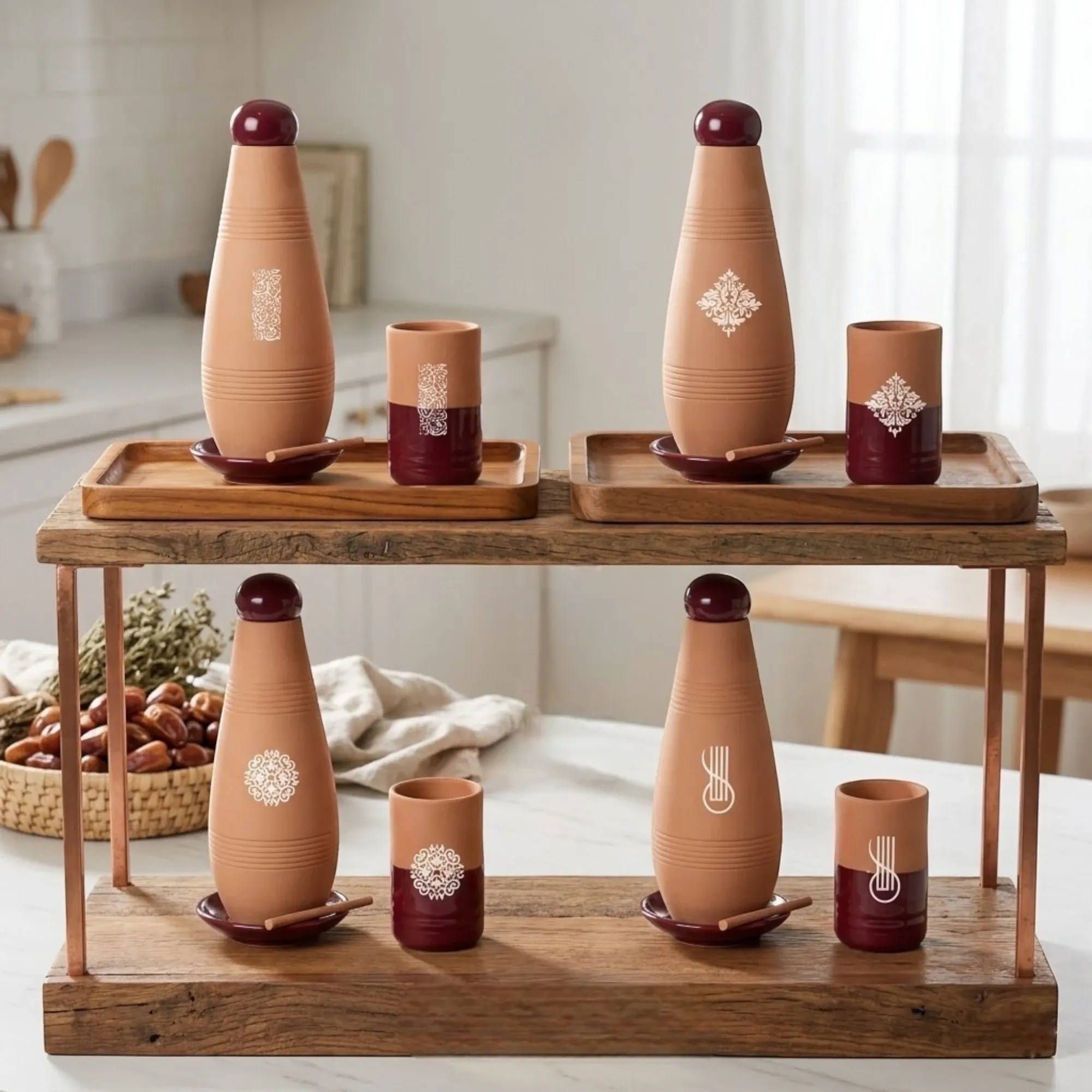 Alkaline Terra Maroon White VIP Set 950ml (Calligraphy or Pattern)