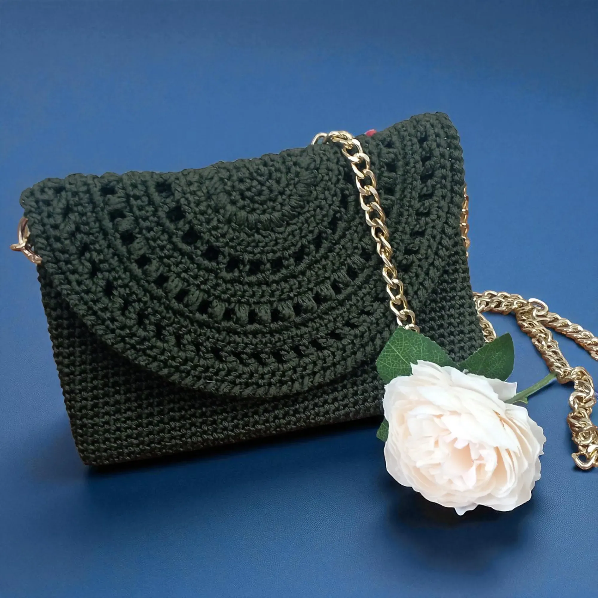 Handmade Crochet Crossbody Everyday Bag - 22x14 cm Custom Color