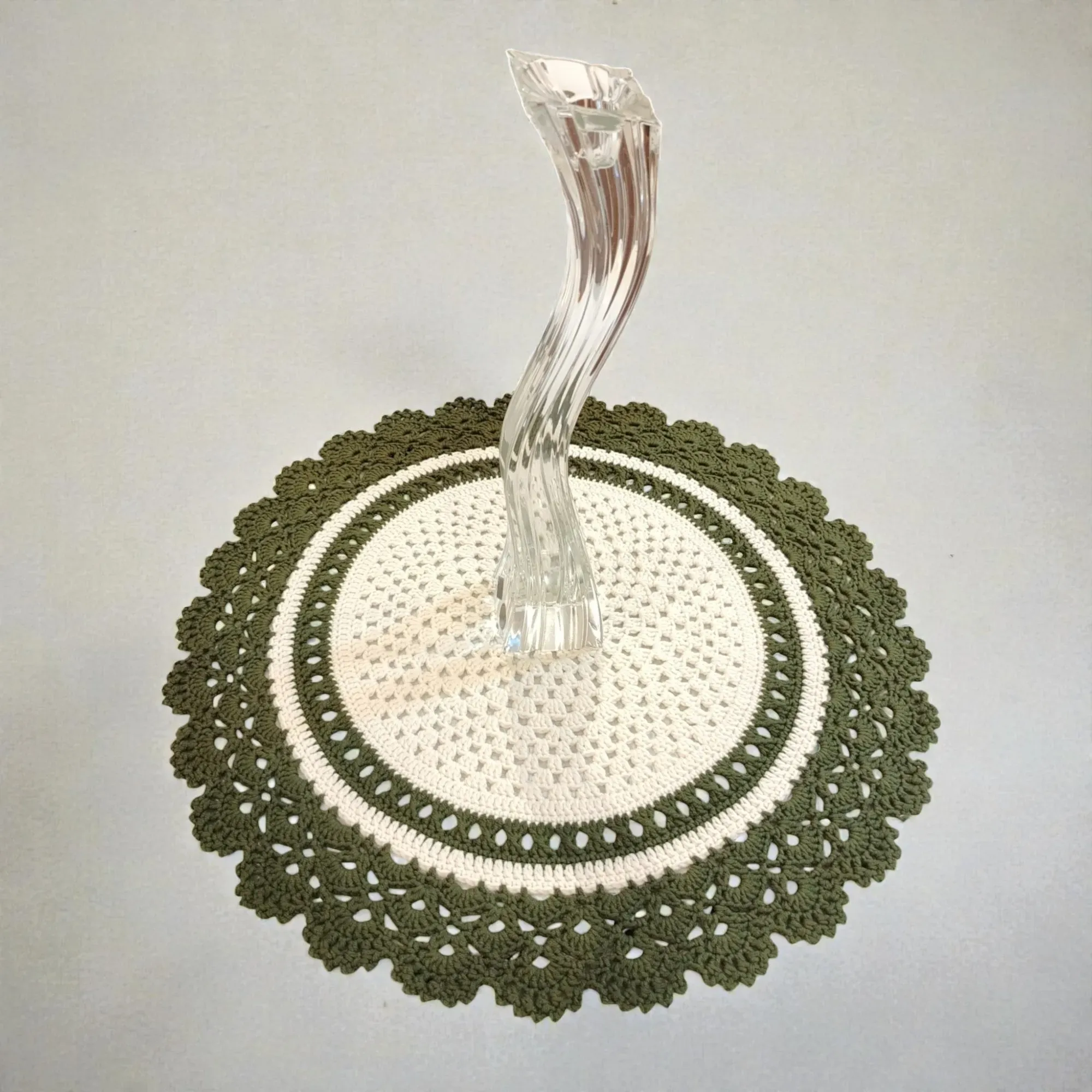 Handmade Crochet Round Side Table Mat - Cotton 60 cm Customizable