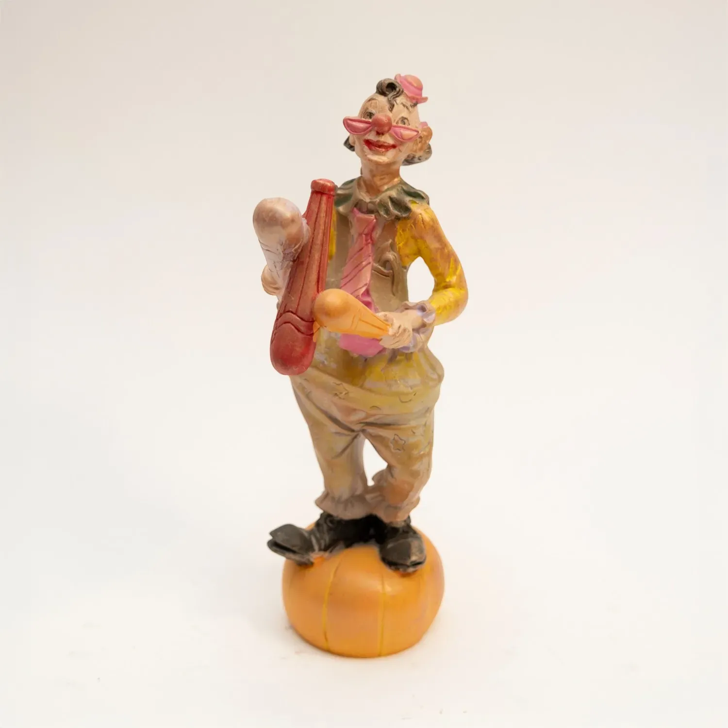 Clown Alley – Hand Painted Playful Gypsum Marble Sculpture – 20x10 cm