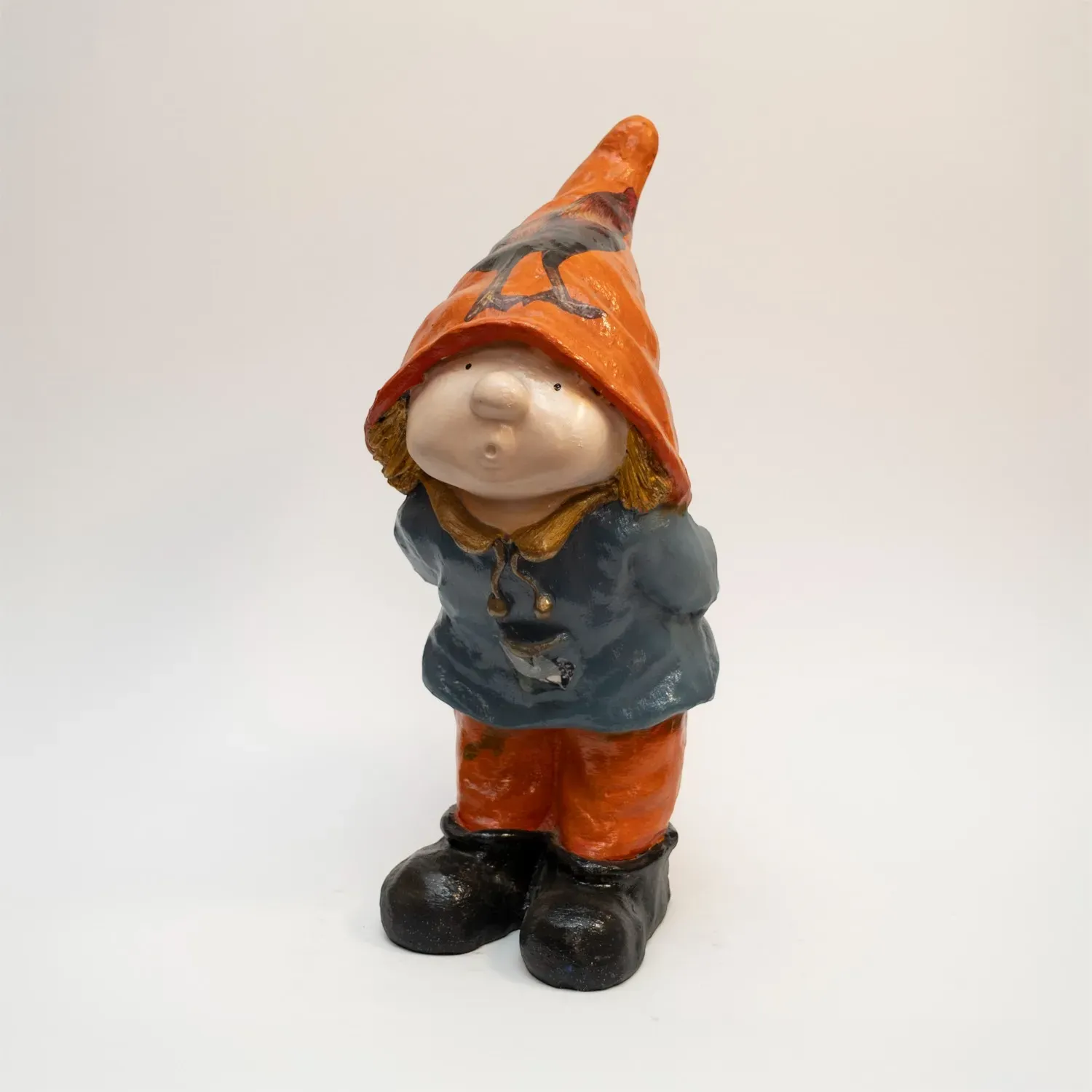 Gnome – Whimsical Gypsum Marble Sculpture – Wooden Box – 40x15 cm