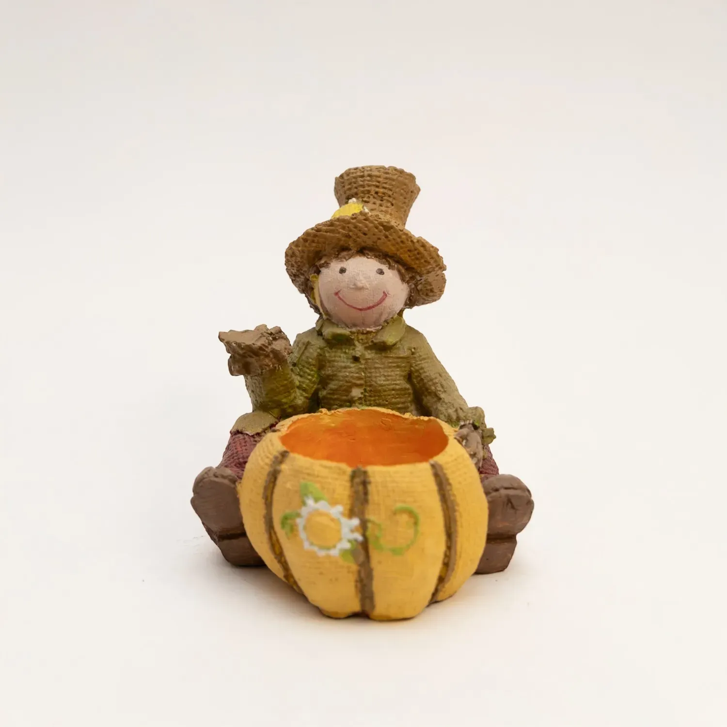 Mini Pumpkin – Rustic Gypsum Marble Sculpture – Hand Painted – 10x8 cm