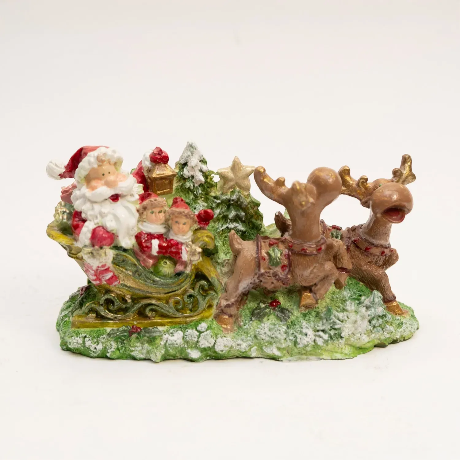 Santa’s Little Helpers – Festive Gypsum Marble Figurine – 8x16 cm