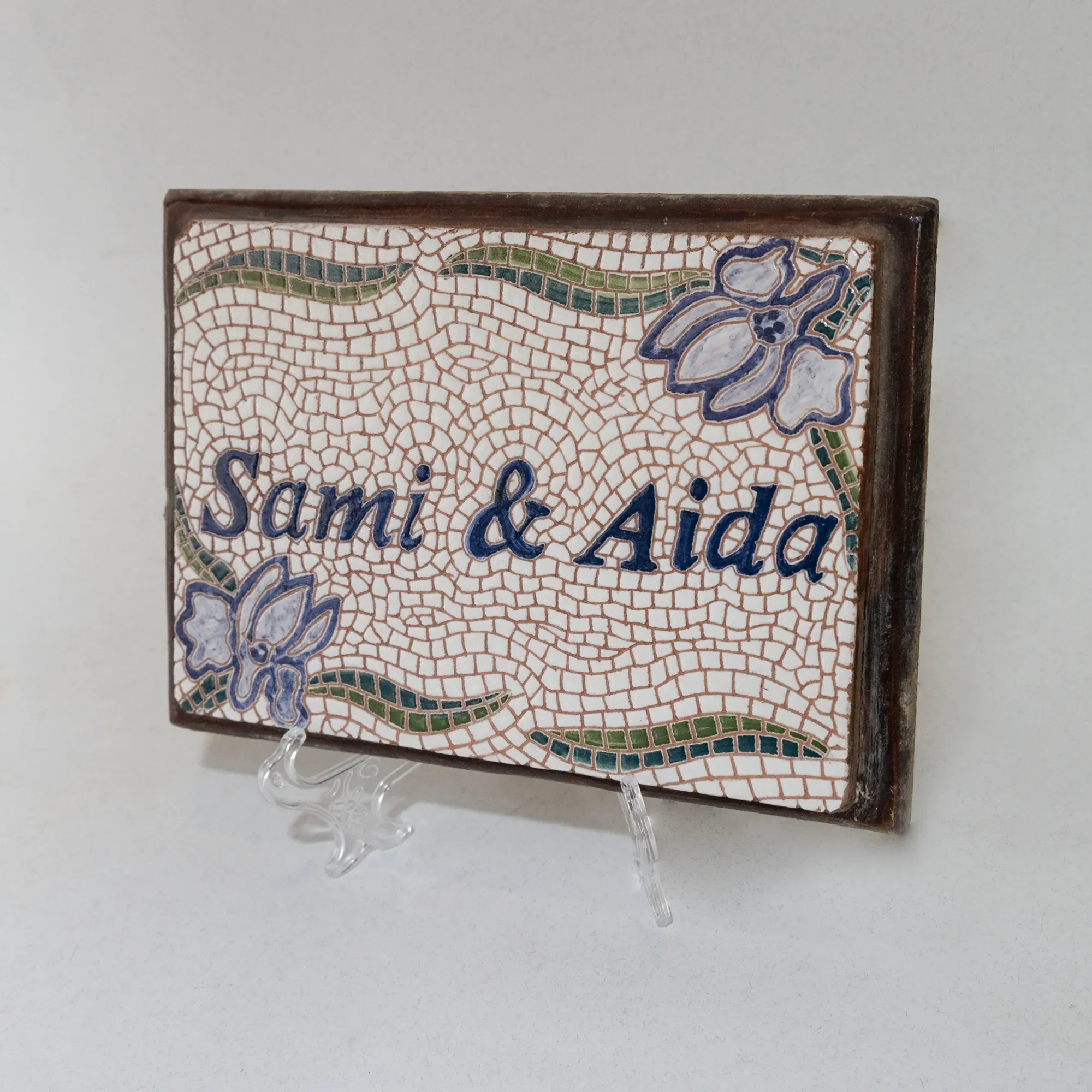 Handmade Ceramic Name Wall Hanging – Custom Names – Mosaic Art Design