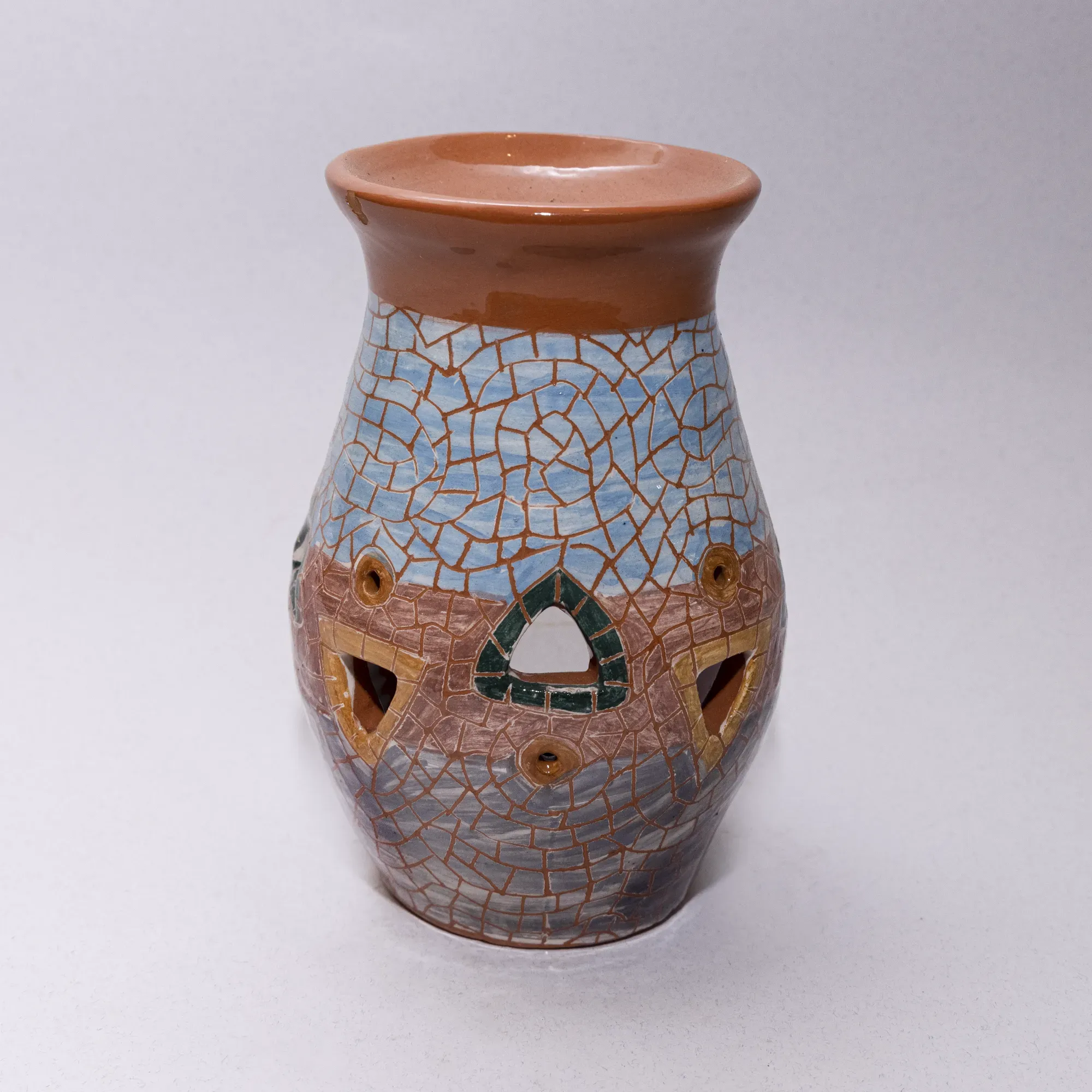 Handmade Ceramic Oil Aroma Burner – Jordanian Craft Mosaic Art