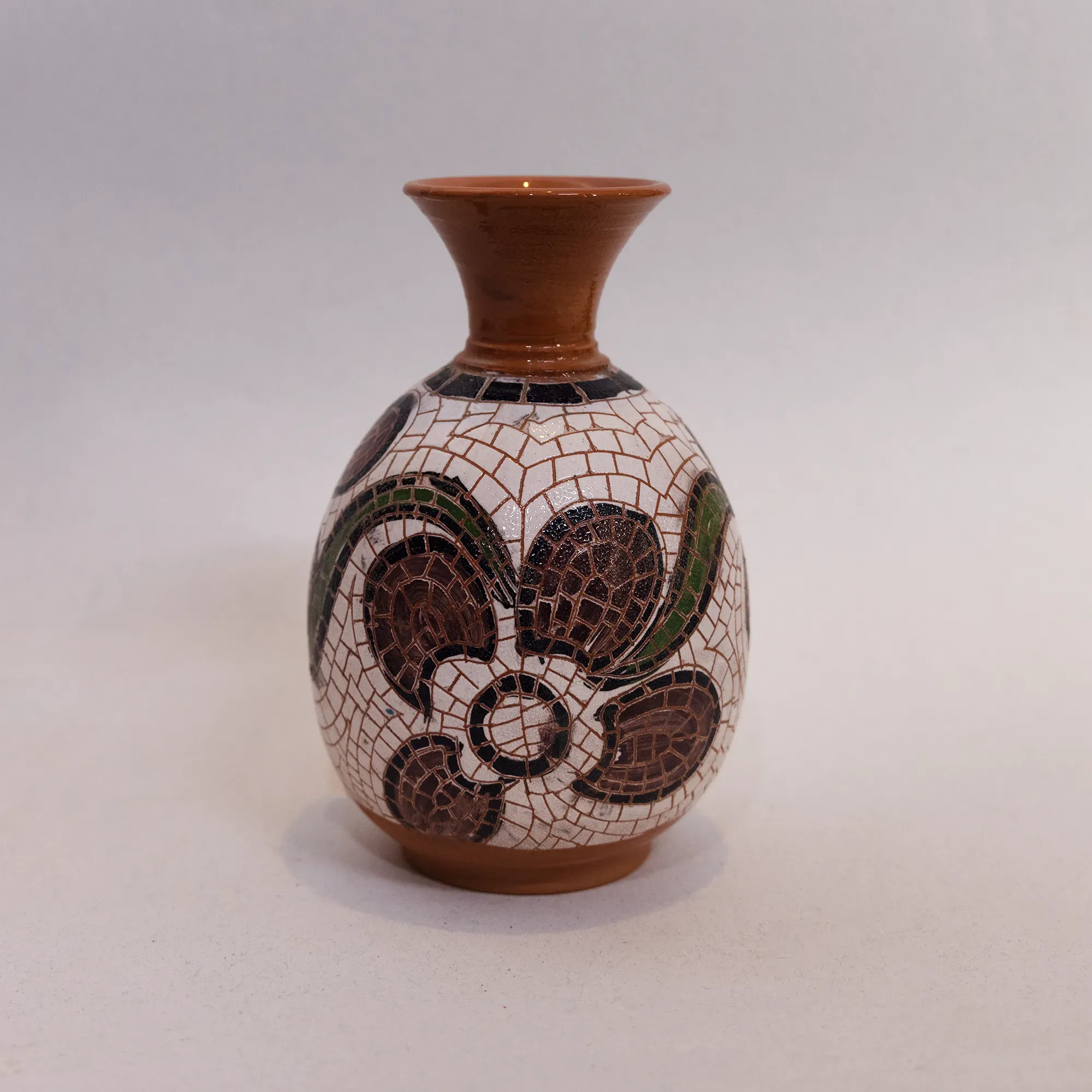 Handmade Luxury Ceramic Jar with Mosaic Art Finish – 15 cm Height