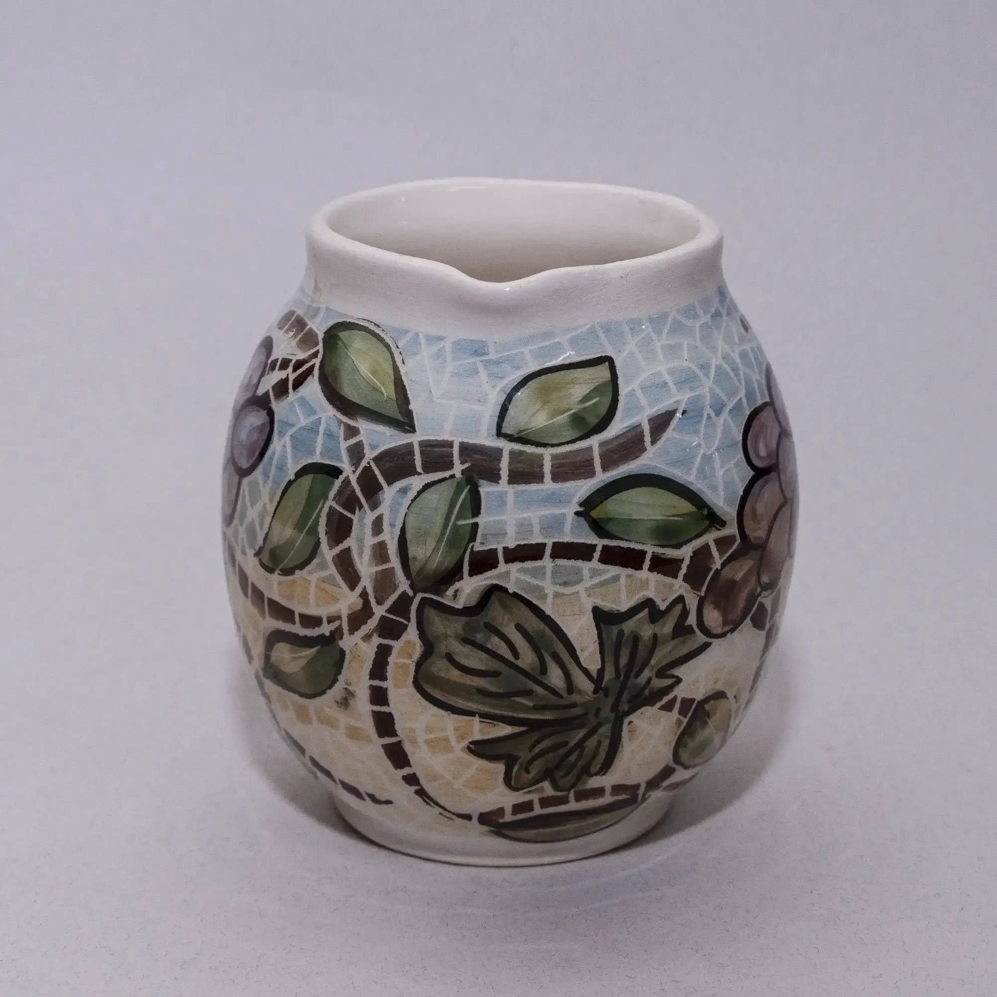 Handmade Ceramic Milk Pitcher – Food-Safe Mosaic Art Handmade Finish