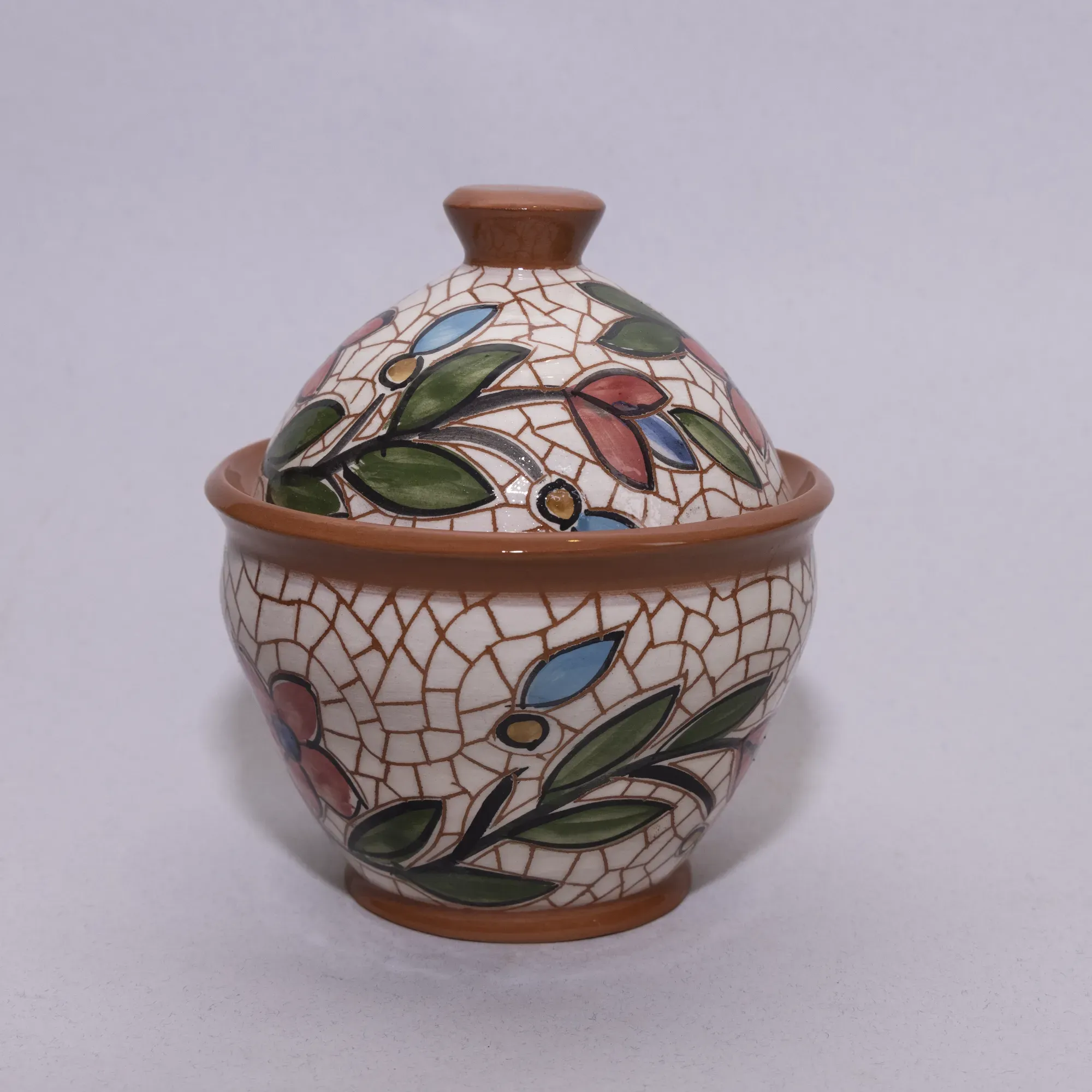 Handmade Ceramic Storage Jar for Sugar or Tea – Mosaic Art Design