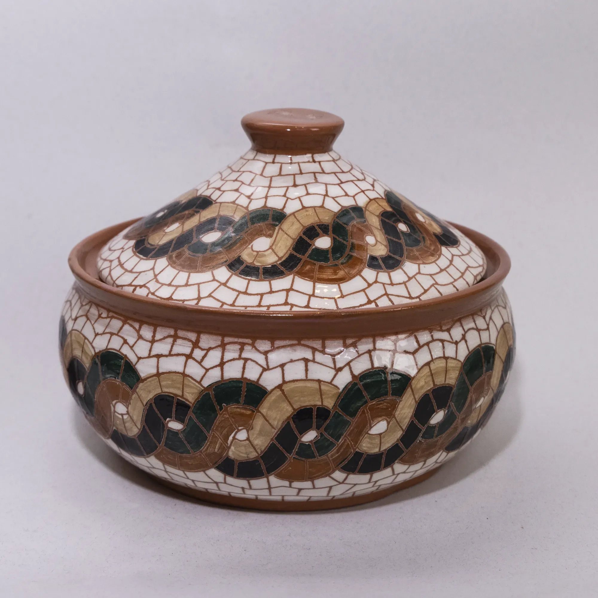 Handmade Ceramic Hospitality Serving Tray – Mosaic Art Finish – 25 cm