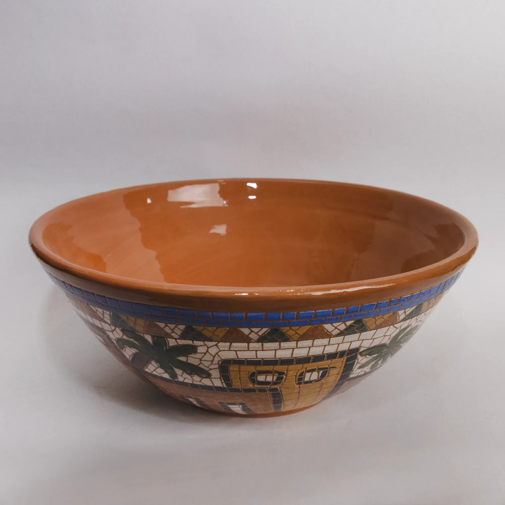 Handmade Ceramic Salad Serving Bowl – 30 cm – Food-Safe Mosaic Art