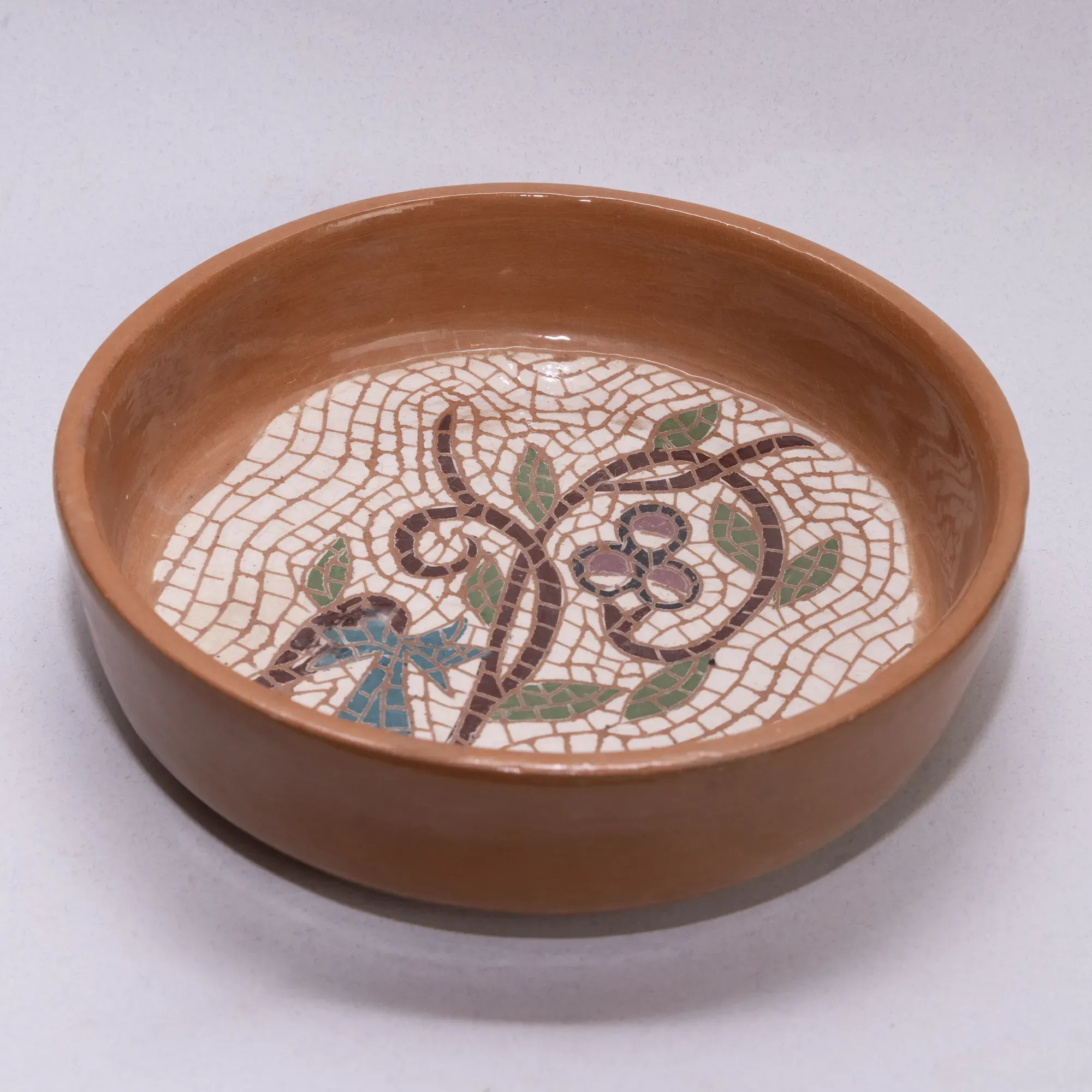 Handmade Ceramic Table Plate – Mosaic Art Design – 15 cm Diameter