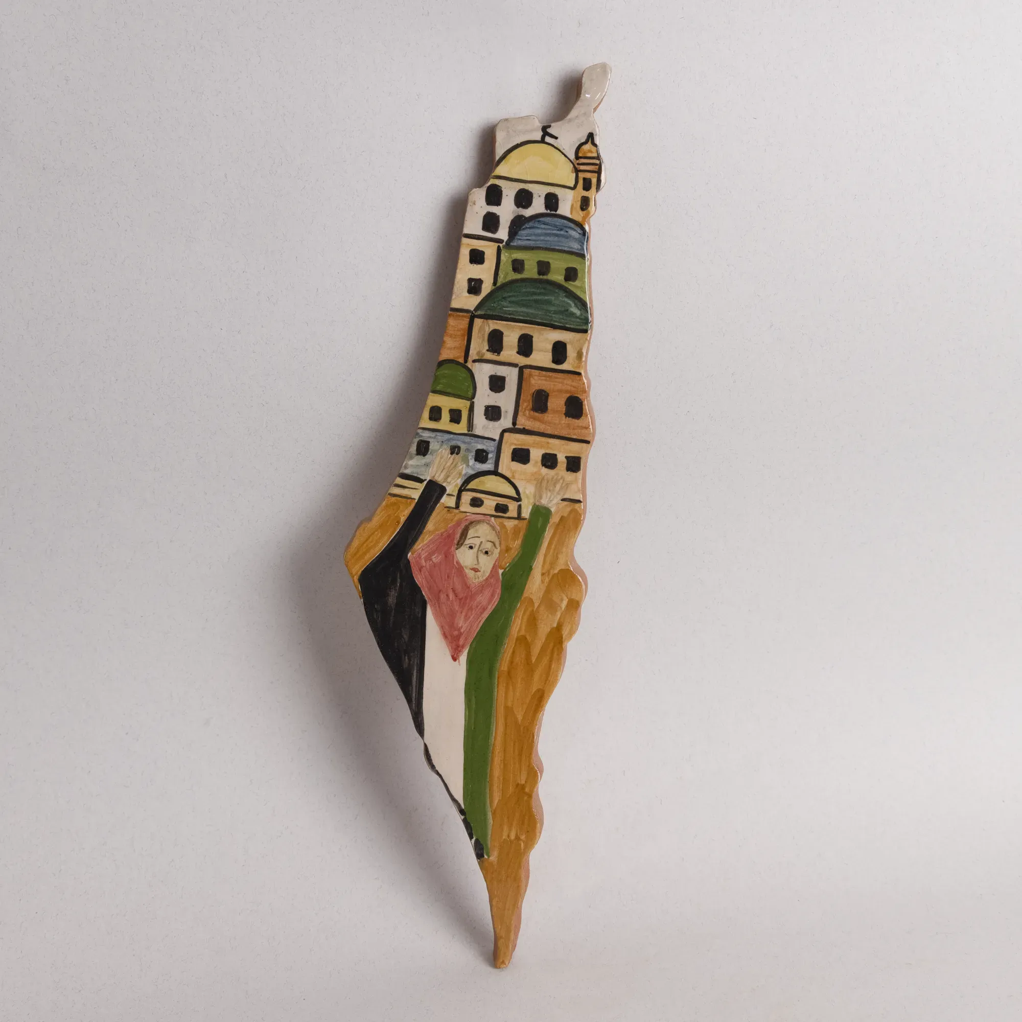 Handmade Ceramic Palestine Map Wall Hanging – Mosaic Art – 25 cm