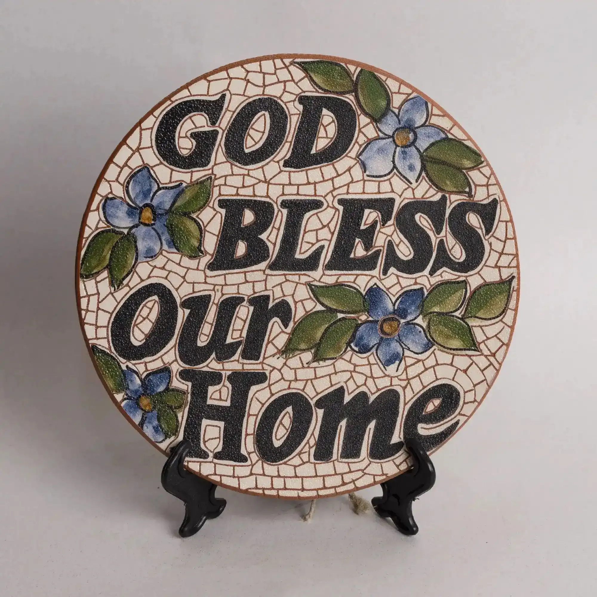 Handmade Ceramic Mosaic Art Decorative Plate – Stand or Wall – 25 cm