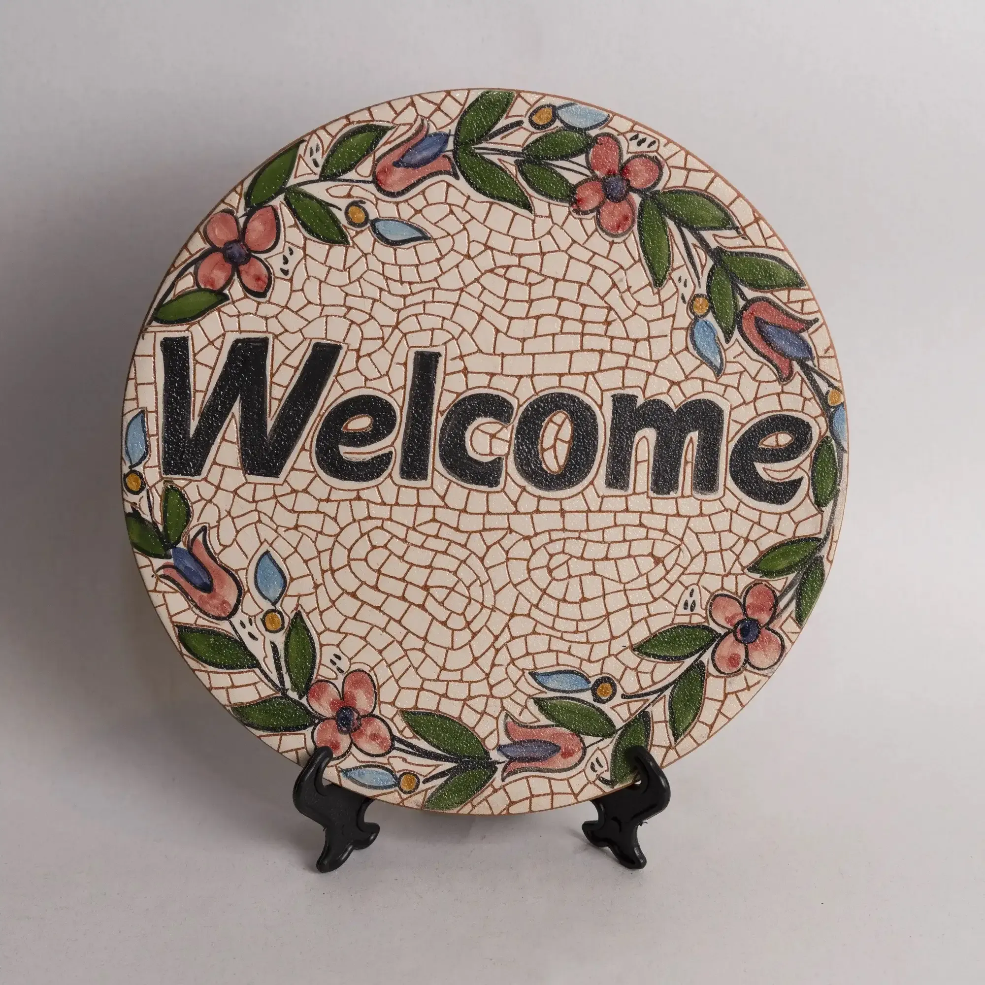 Handmade Ceramic Decorative Plate for Wall Hanging or Stand – 25 cm
