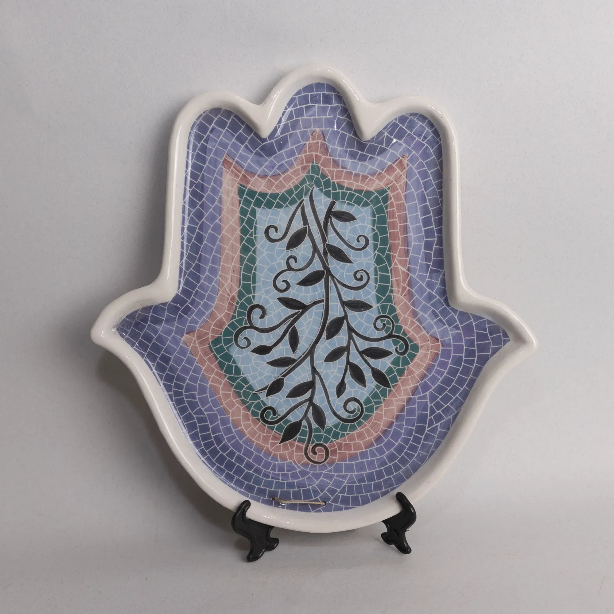 Handmade Ceramic Hand-Shaped Serving Plate – Mosaic Art – 35 cm
