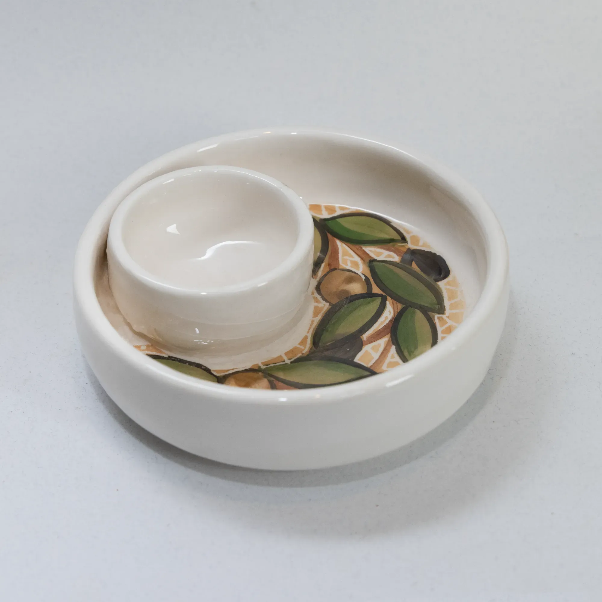 Handmade Ceramic Olive Serving Dish – Mosaic Art – 14 cm Diameter