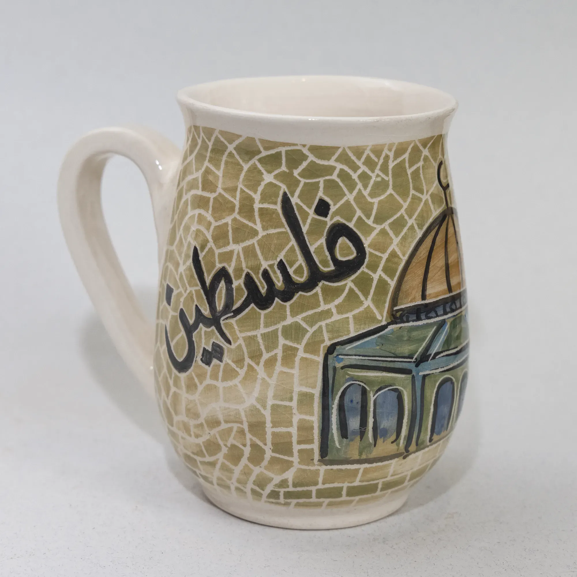 Handmade Ceramic Natural Clay Mug with Mosaic Art Finish