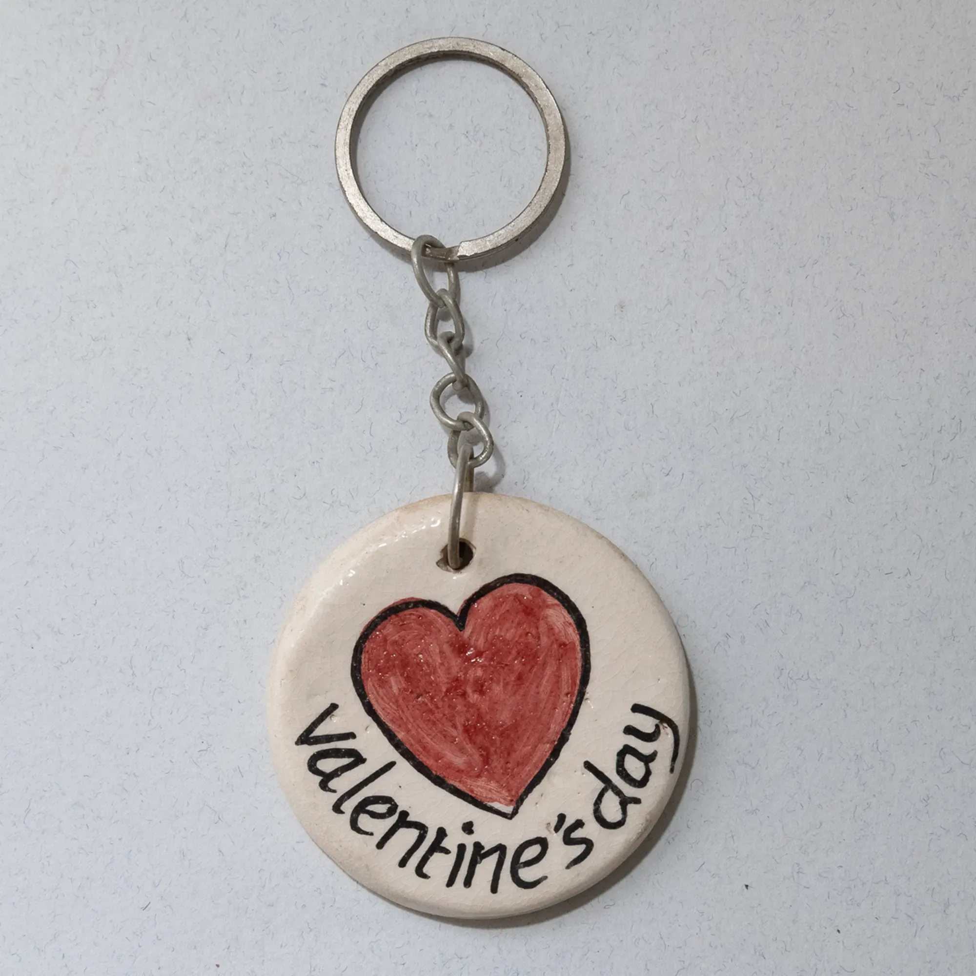 Handmade Ceramic Round Keychain – Mosaic Art Design – 5 cm
