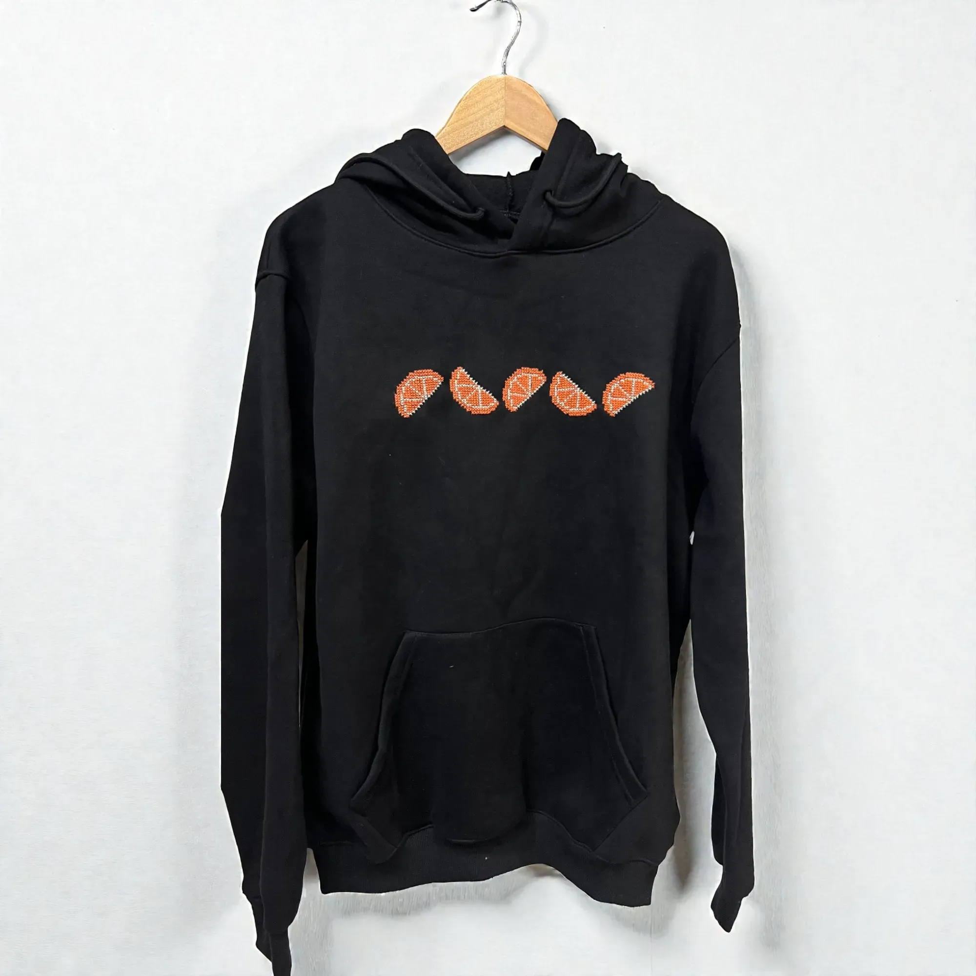 Black Hand-Embroidered Winter Hoodie