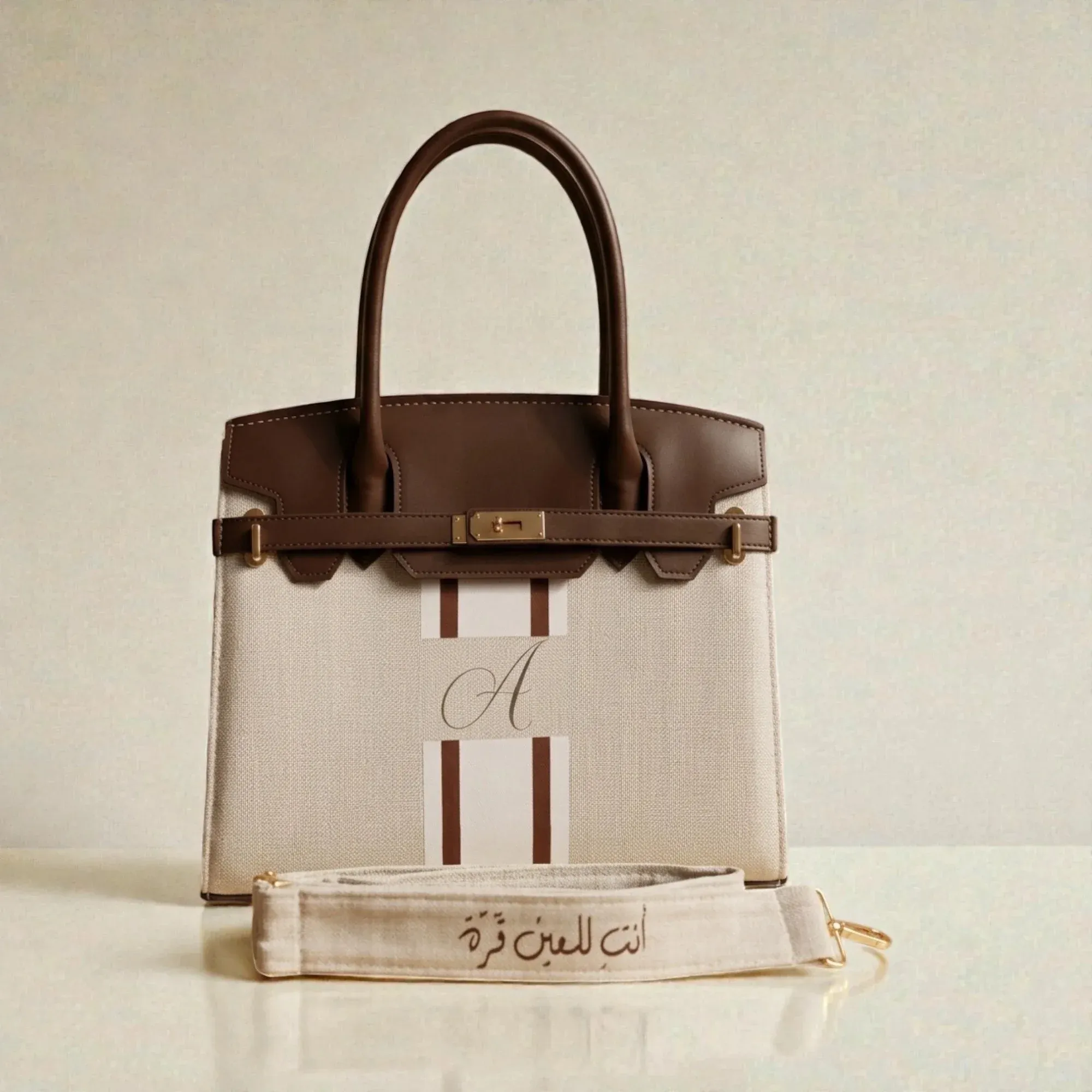 Personalized Premium Leather Handbag - A Stripe - Multi-Size/Color