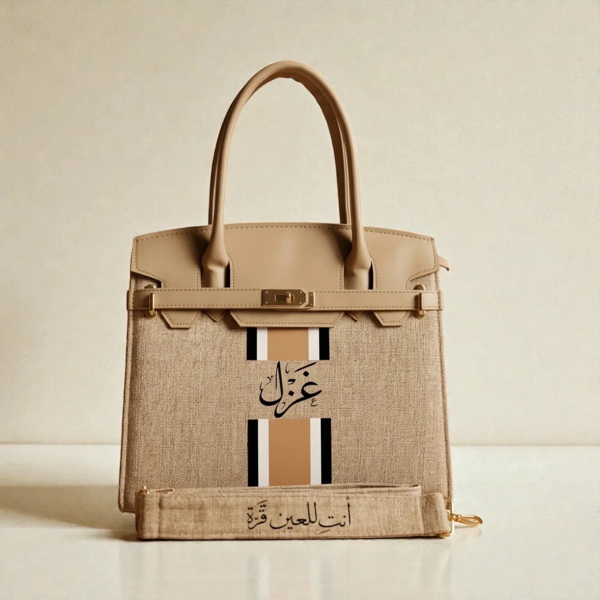 Personalized Premium Leather Handbag - Jute Calligraphy - Multi-Size/Color