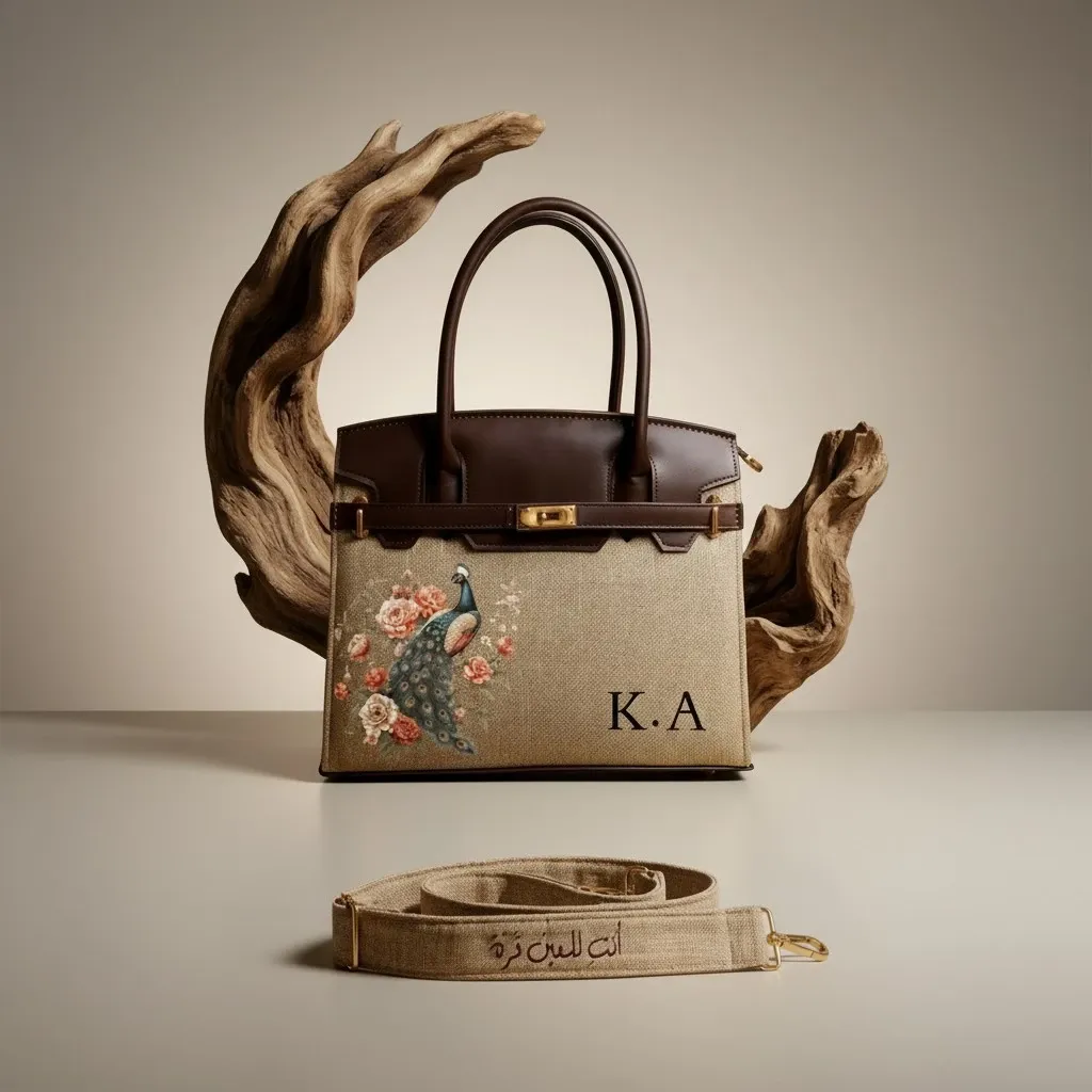Personalized Premium Leather Handbag - Peacock K.A - Multi-Size/Color