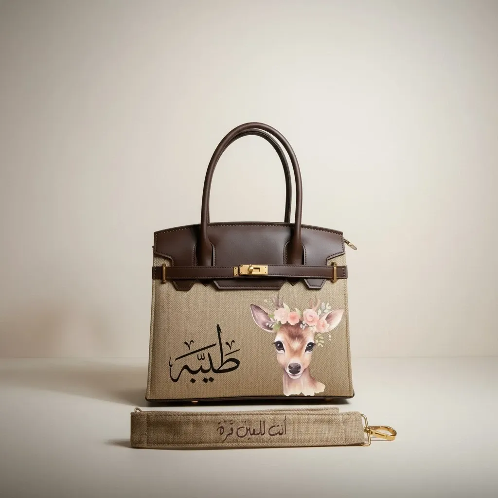 Personalized Premium Leather Handbag - Fawn Sketch - Multi-Size/Color