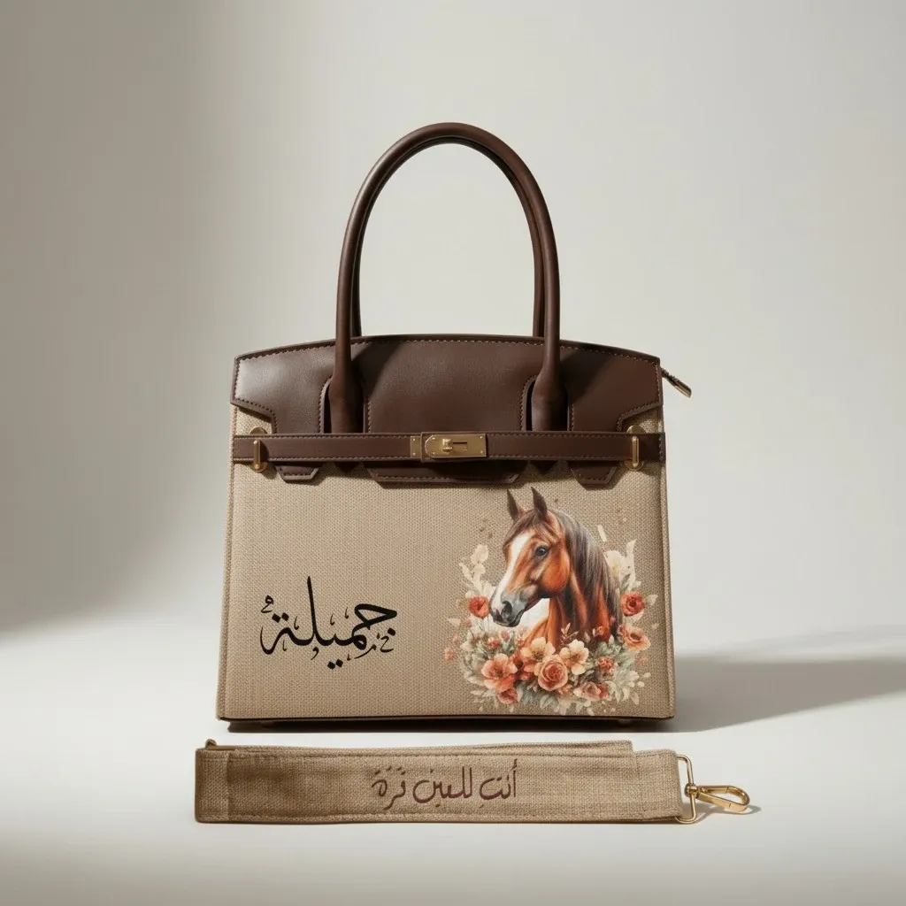 Personalized Premium Leather Handbag - Chestnut Horse - Multi-Size/Color