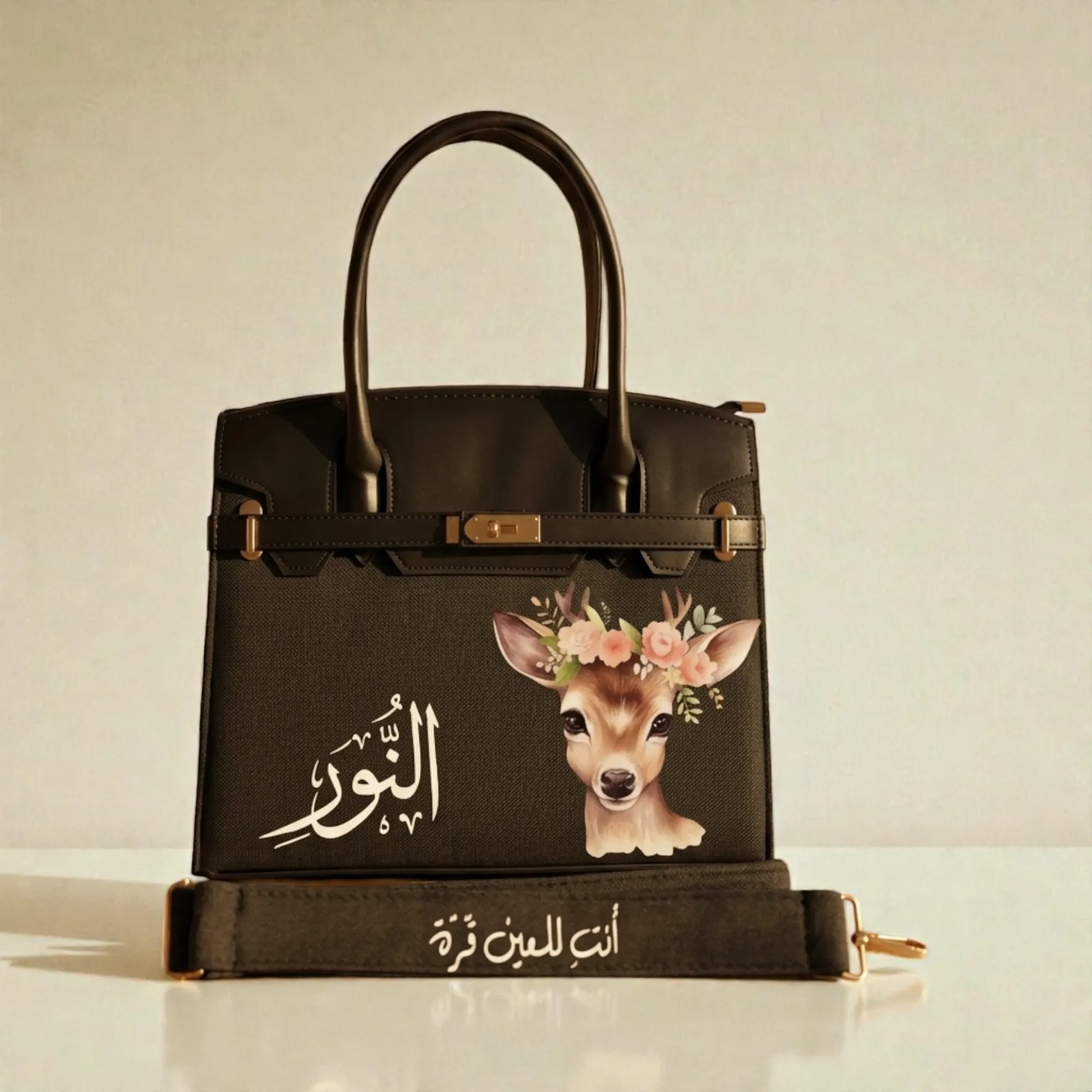 Personalized Premium Leather Handbag - Fawn Sketch - Multi-Size/Color