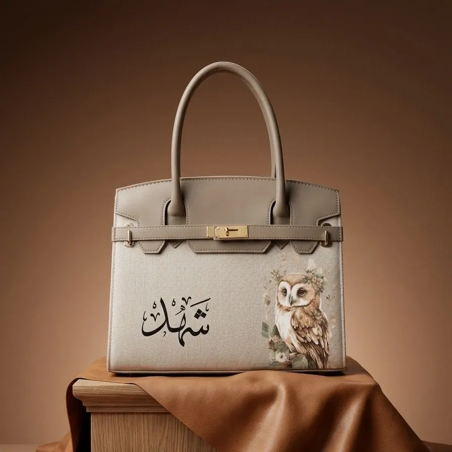 Personalized Premium Leather Handbag - Owl Portrait - Multi-Size/Color