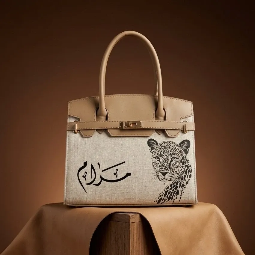 Personalized Premium Leather Handbag - Leopard Graphic - Multi-Size/Color